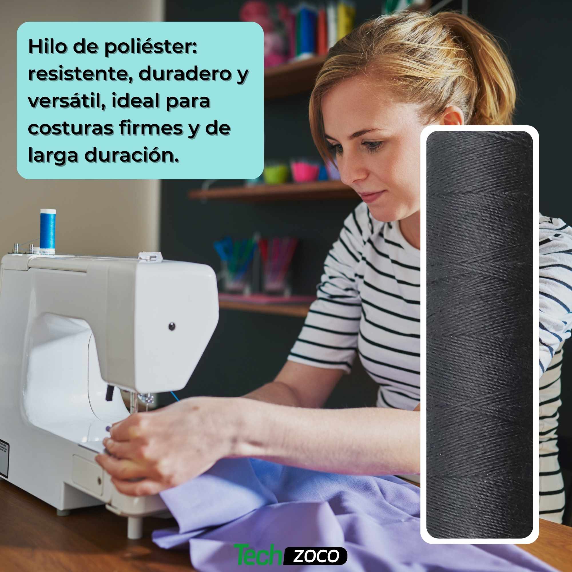 Hilo de coser negro de poliester 6 bobinas 80 metros - imagen 5