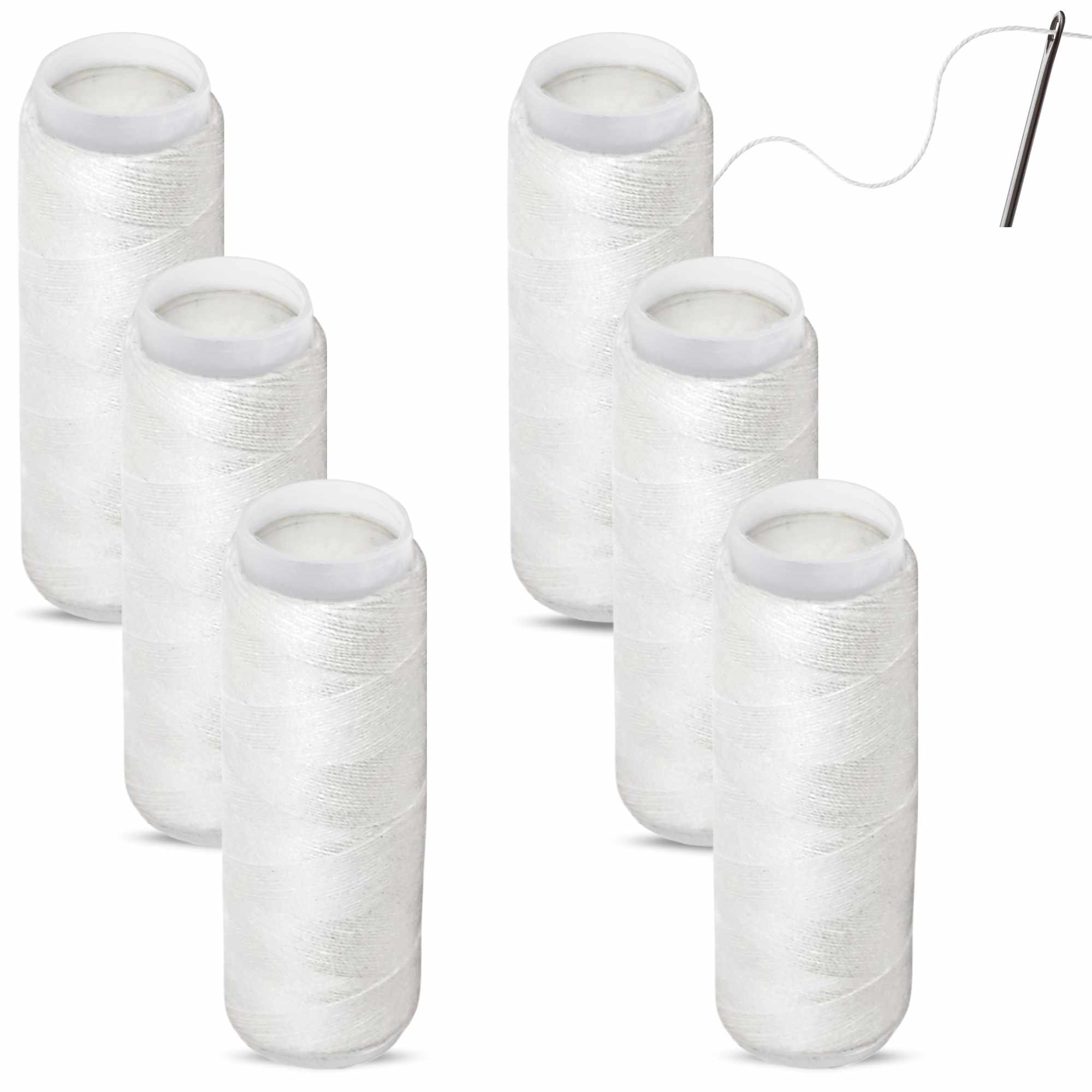 Hilo de coser blanco de poliester 6 bobinas 80 metros