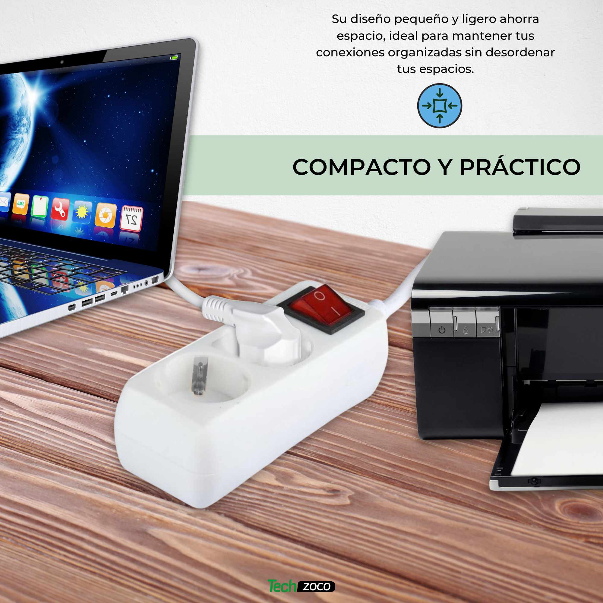 Regleta alargador de 2 enchufes con interruptor 1.50 metros - imagen 5