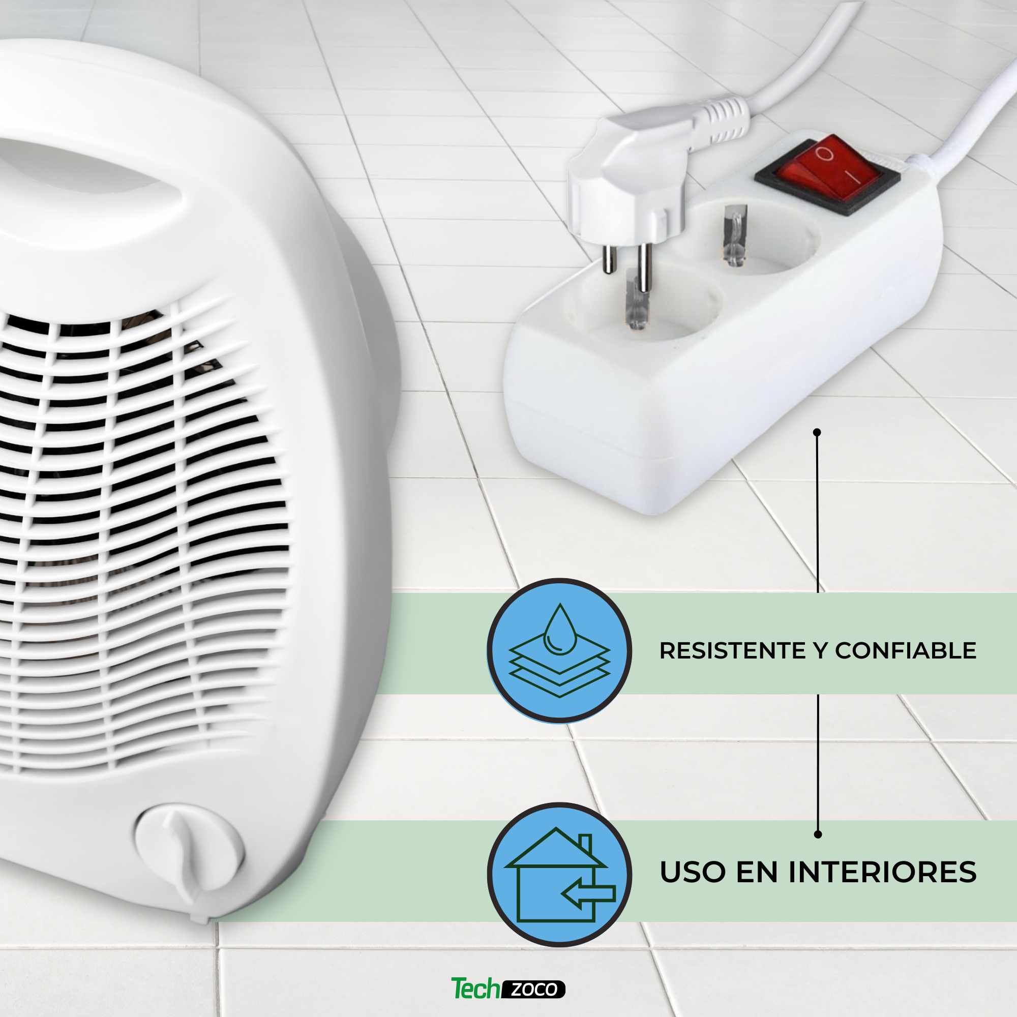 Regleta alargador de 2 enchufes con interruptor 1.50 metros - imagen 3