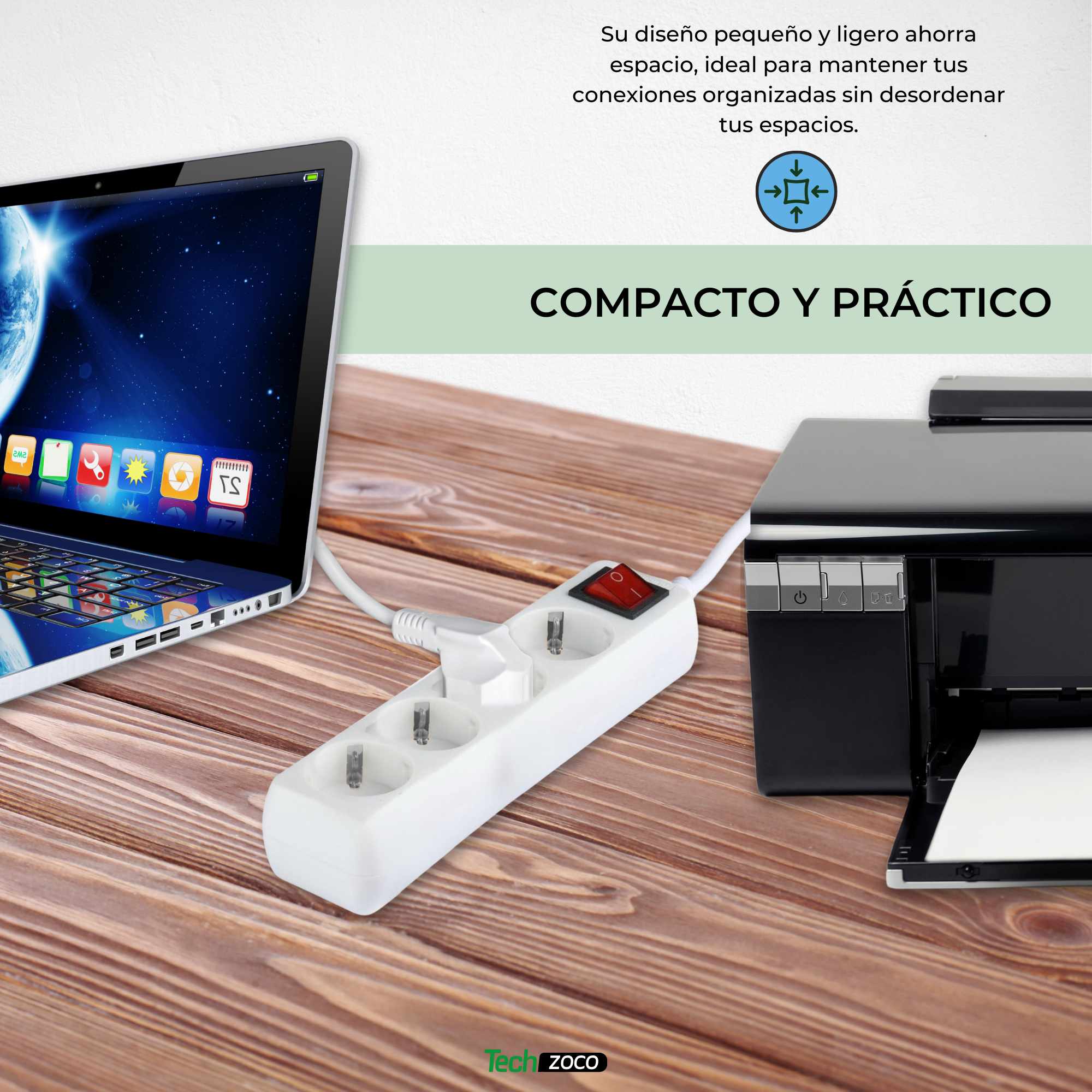 Regleta alargador de 4 enchufes con interruptor 1.50 metros - imagen 5