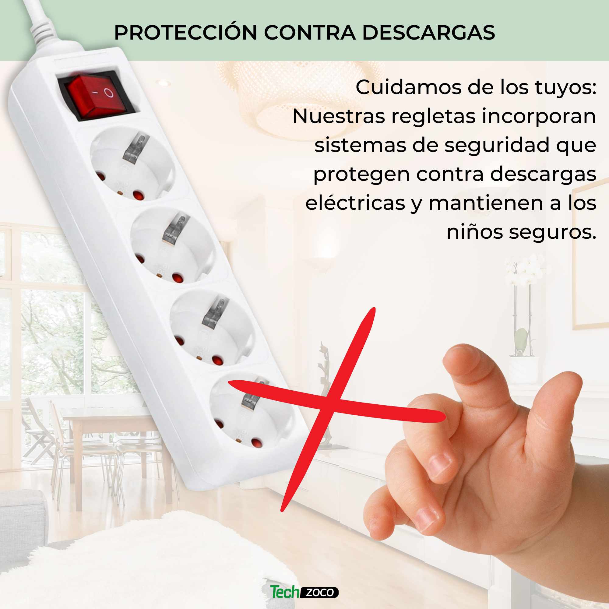 Regleta alargador de 4 enchufes con interruptor 1.50 metros - imagen 4