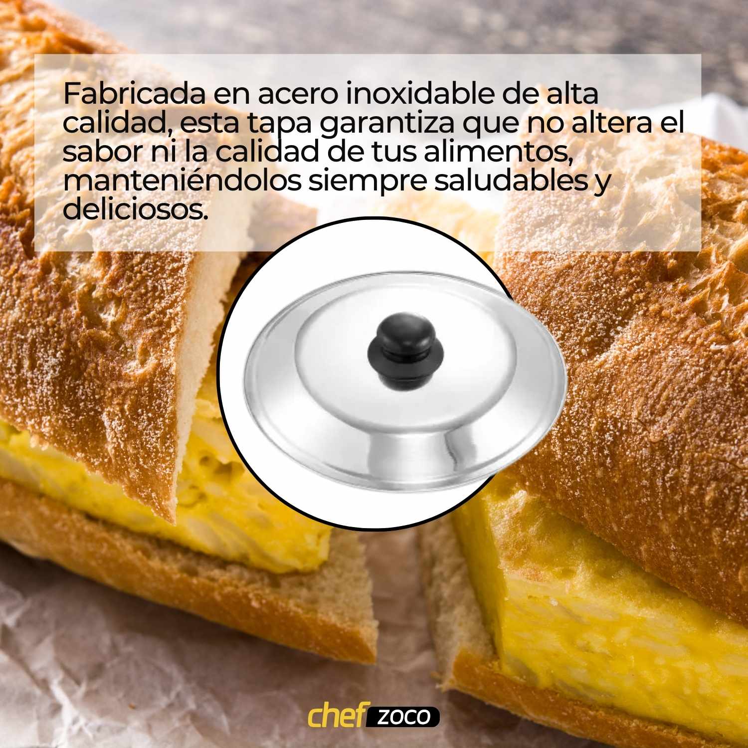 Tapa voltea Tortillas acero inoxidable 28 cm - imagen 2