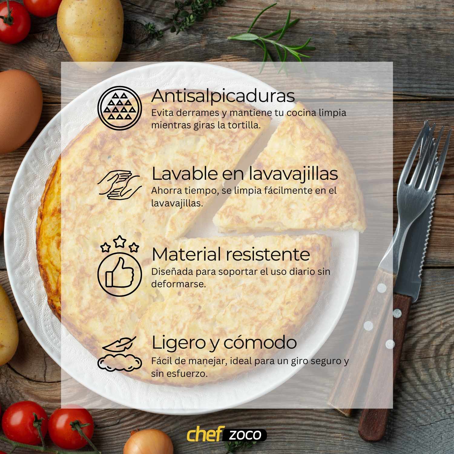 Tapa voltea Tortillas acero inoxidable 28 cm - imagen 4