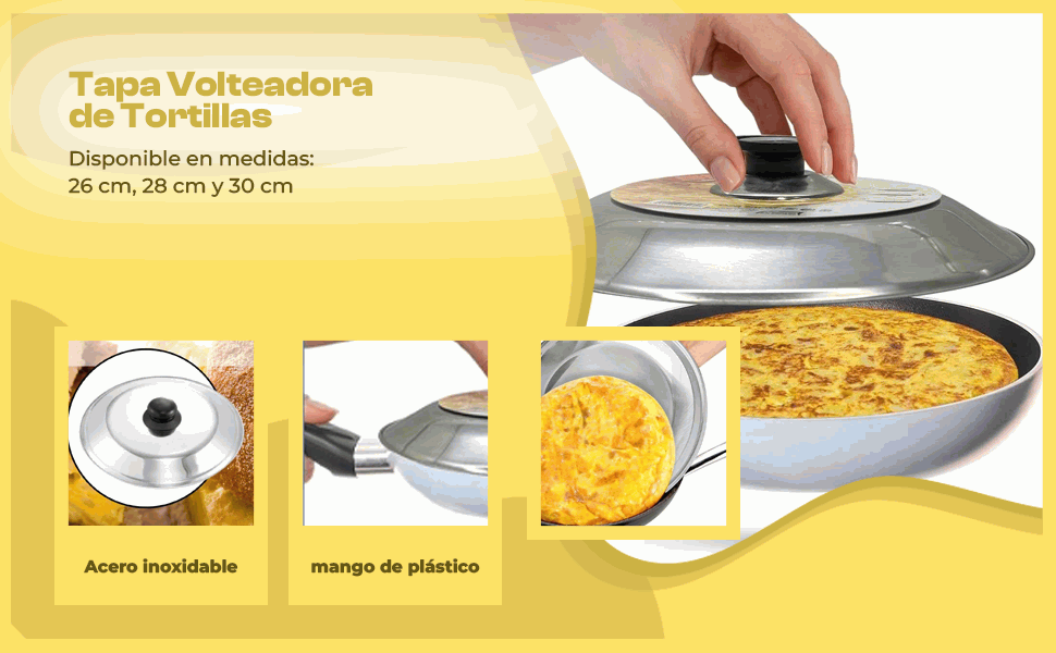Banner - Tapa voltea Tortillas acero inoxidable 28 cm