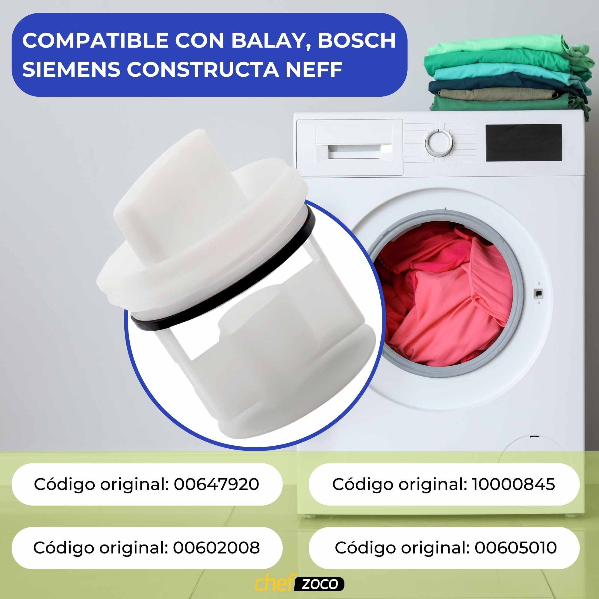 Filtro de pelusas compatible con Lavadora Balay Bosch Siemens Constructa Neff - imagen 2