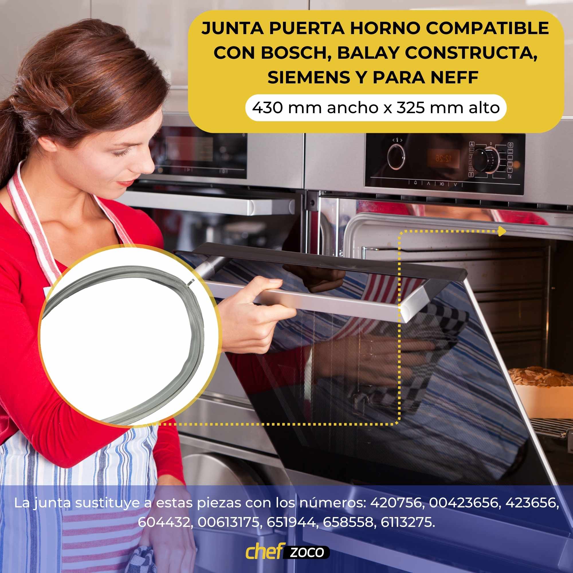 Junta Puerta Horno eléctrico Balay 430x325mm Negro - imagen 2