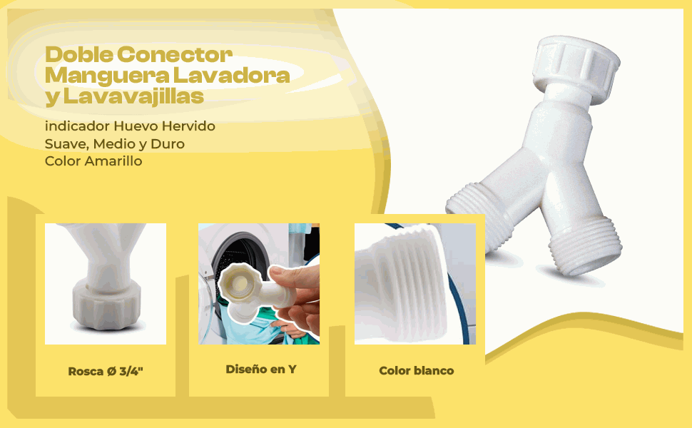 Banner - Doble Adaptador en Y desague para lavavajilla o lavadora rosca 3/4