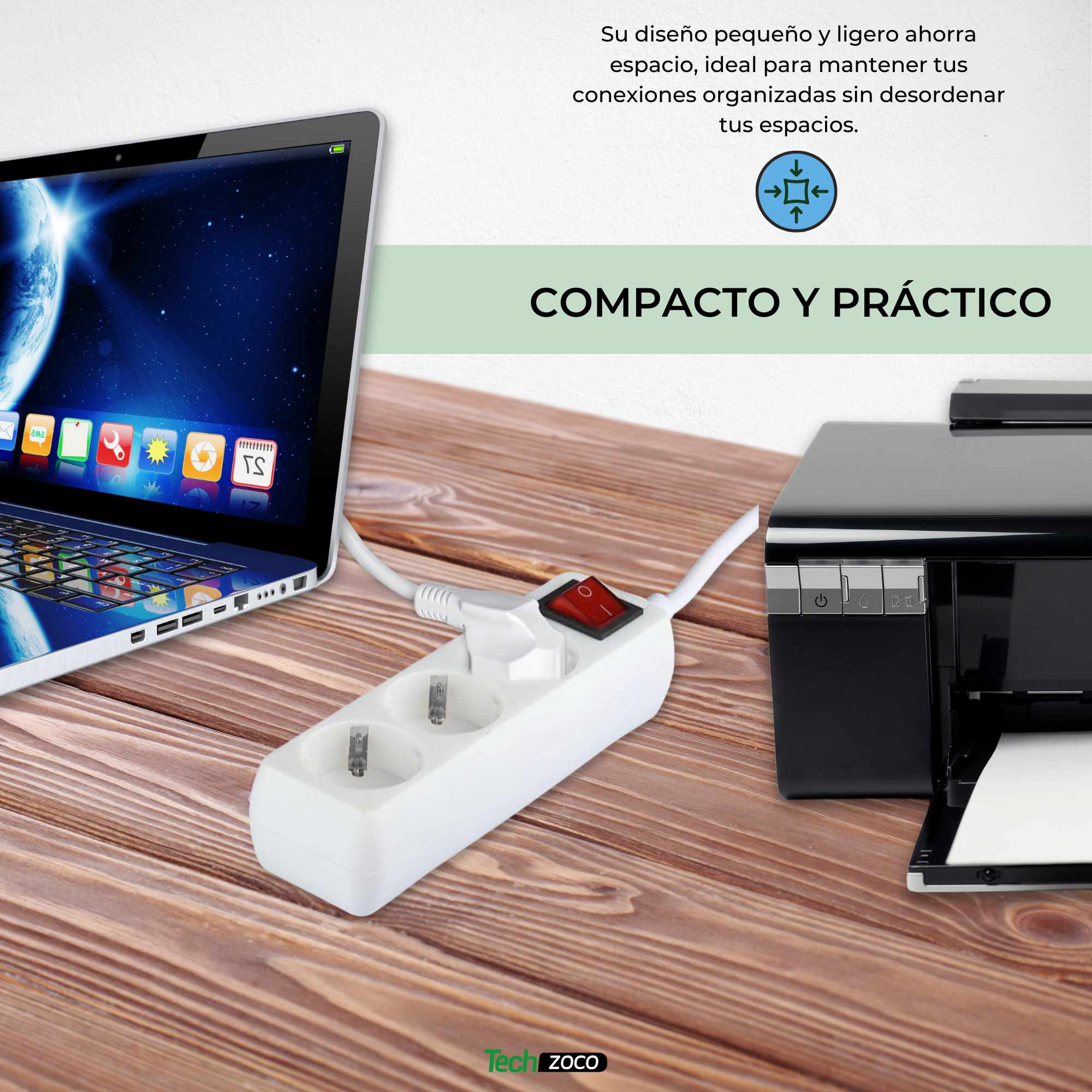 Regleta alargador de 3 enchufes con interruptor 3 metros - imagen 2