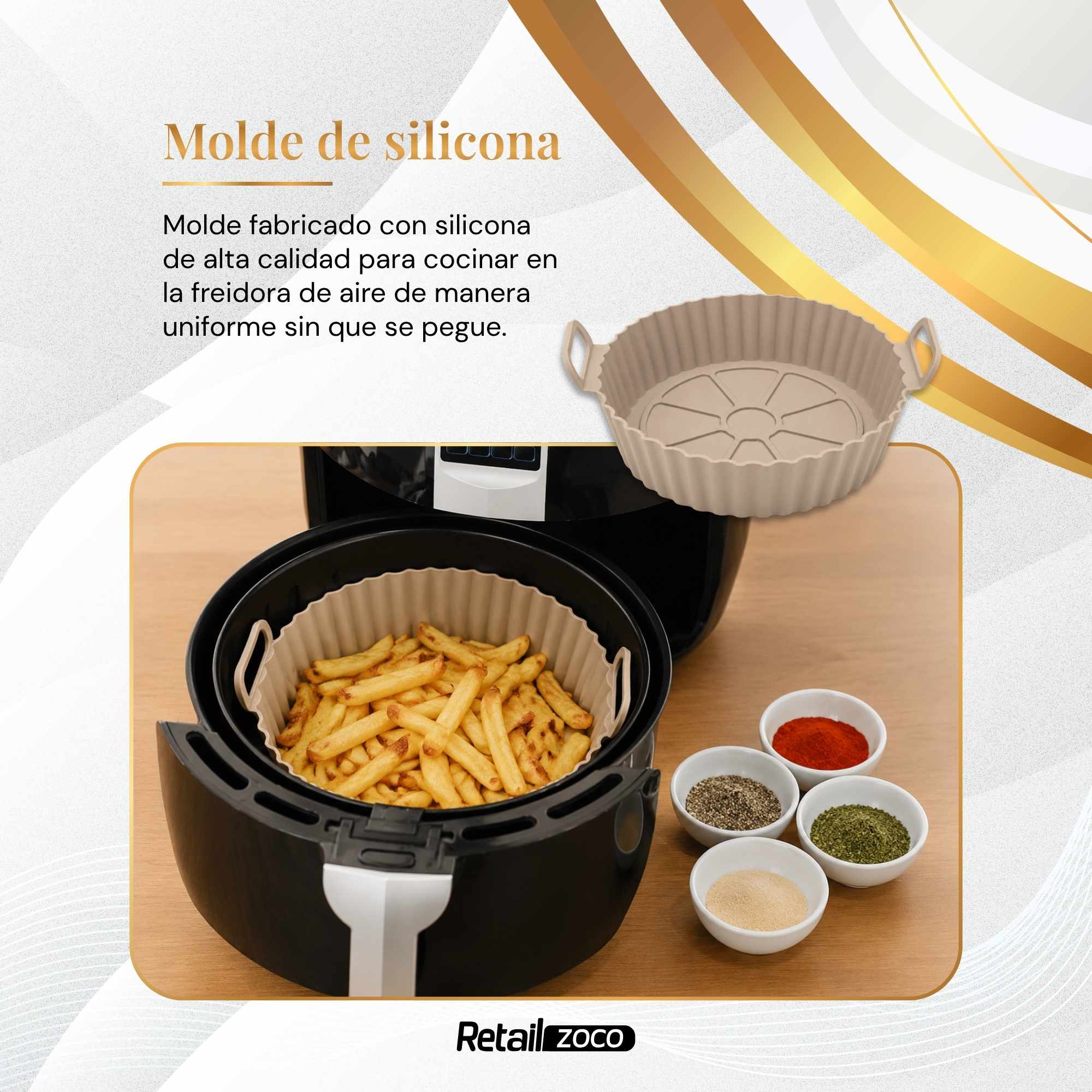Molde Silicona redondo para Freidora de Aire 20 cm Beige - imagen 2