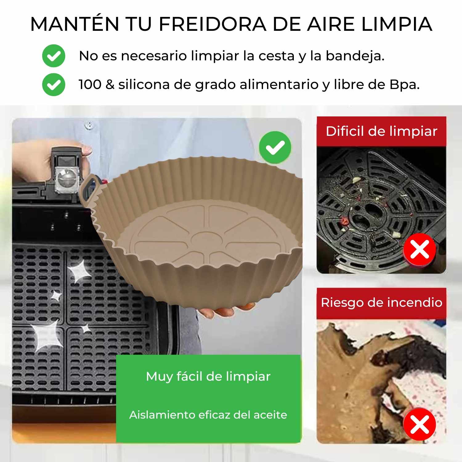 Molde Silicona redondo para Freidora de Aire 20 cm Beige - imagen 3