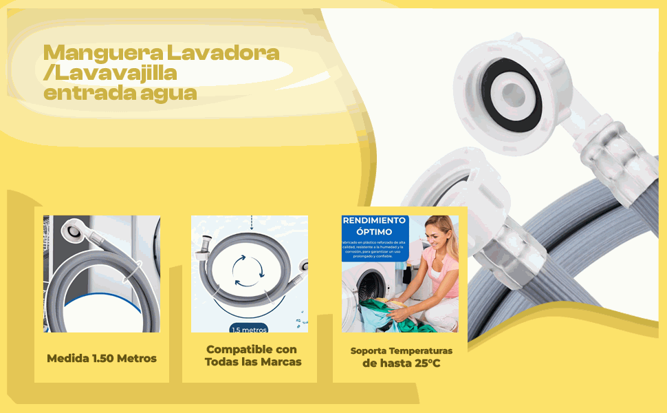 Banner - Manguera Lavadora y Lavavajillas para Entrada Agua de 1.50 Metros