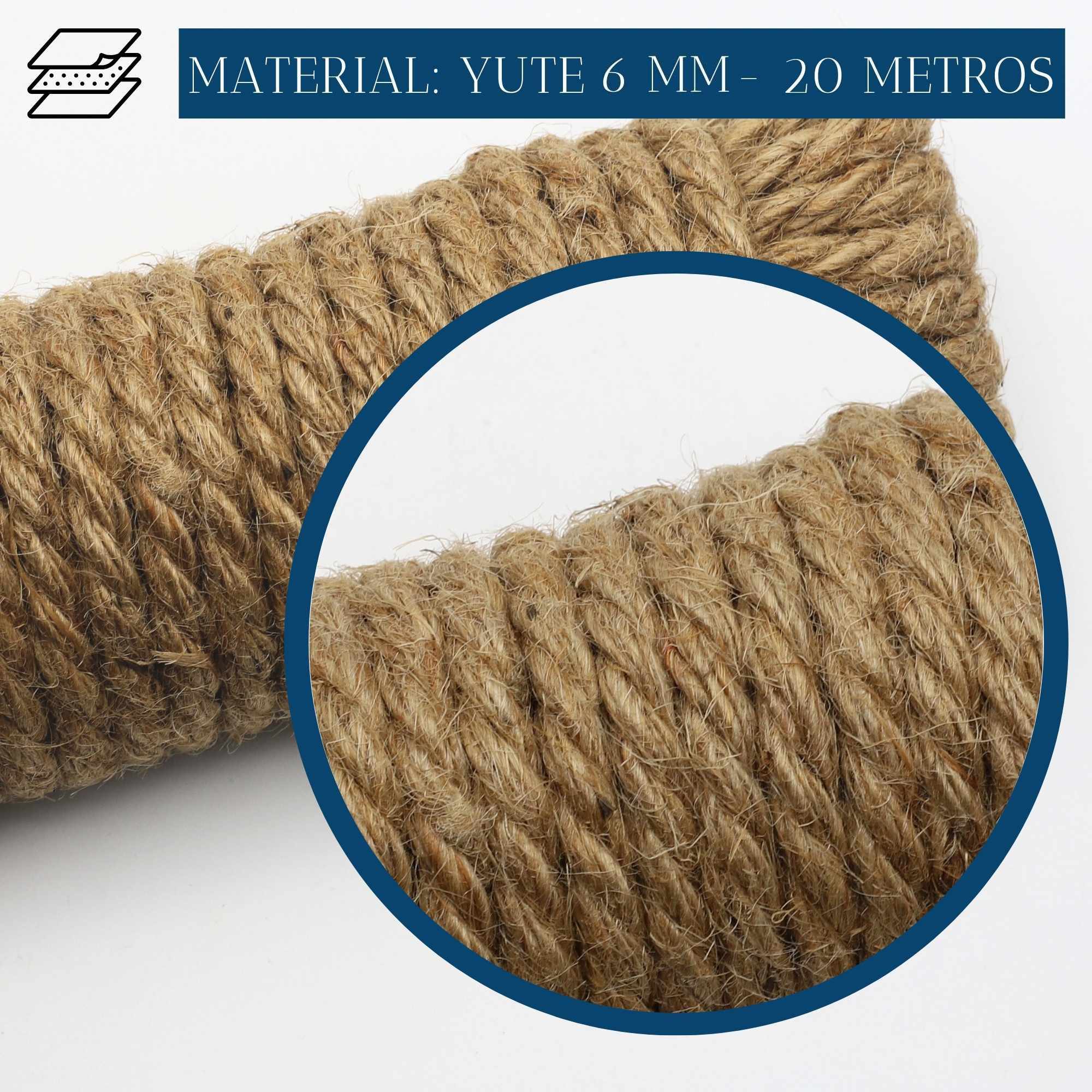 Cuerda de cañamo natural 20 metros 6 mm Marron - imagen 4