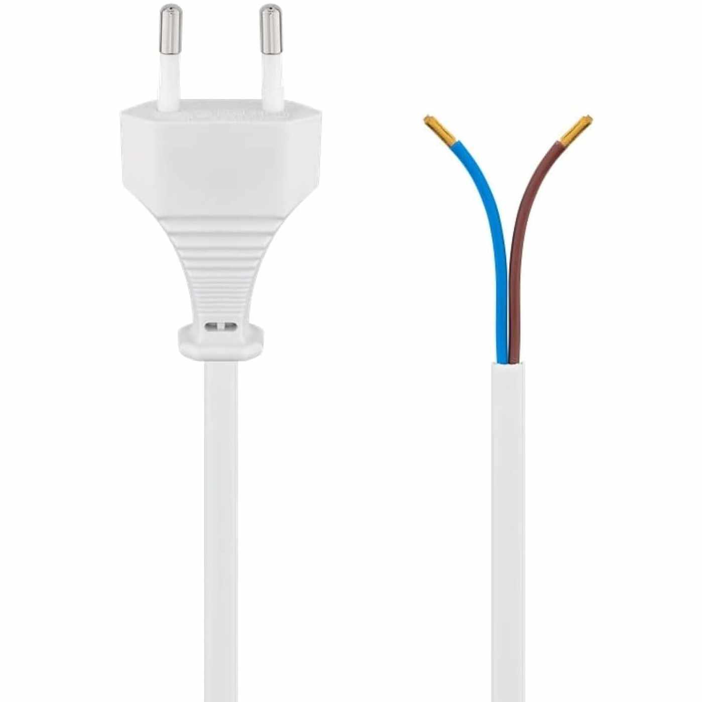 Cable alimentacion Tipo C CEE7 macho a bornes 2x0.75mm 1.5 Metros Blanco