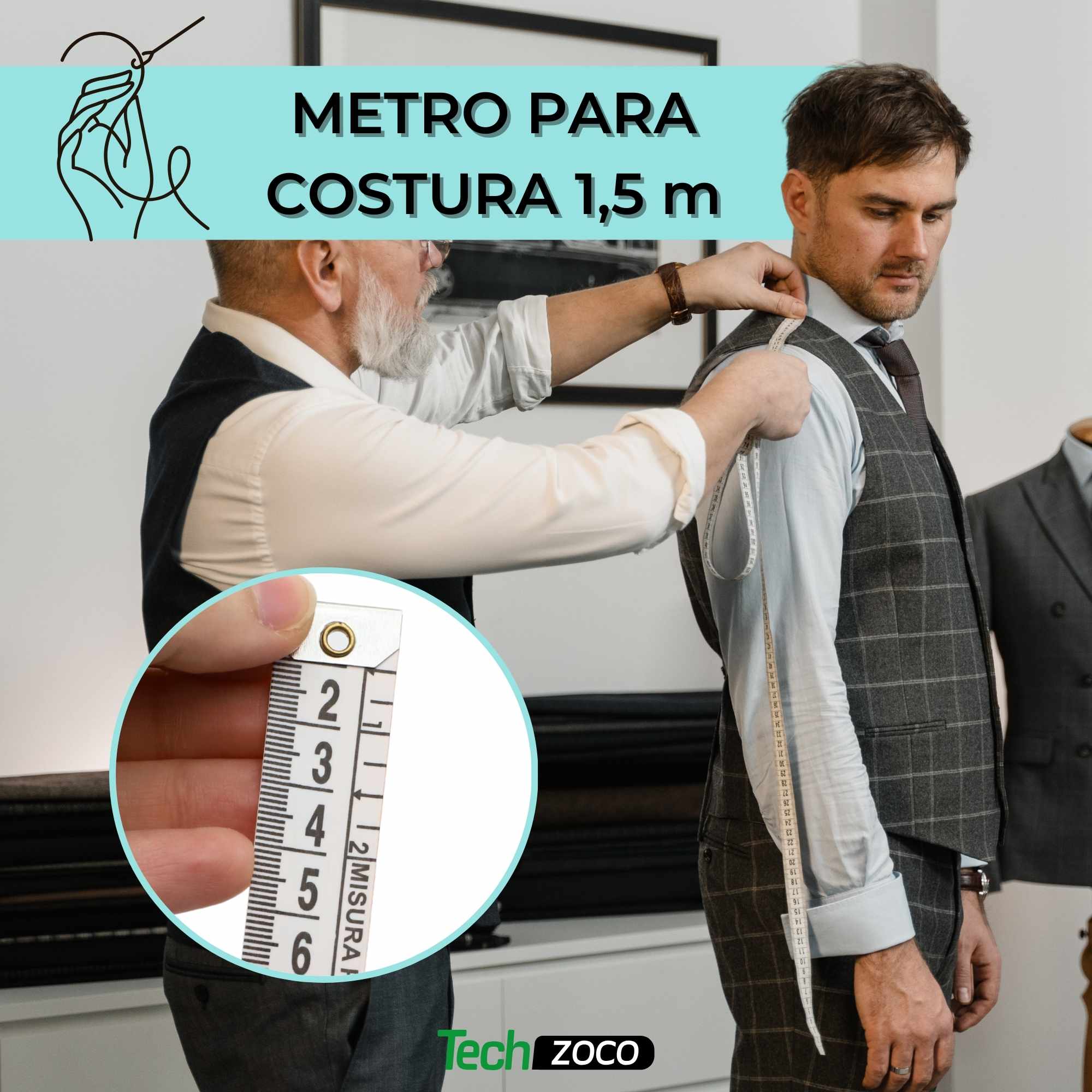 Metro para costura Profesional Doble Graduación 1.50 Metros - imagen 2