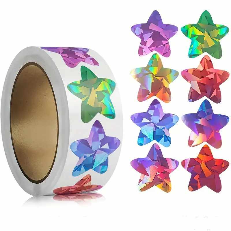 Rollo pegatinas de estrellas multicolor 2.5 cm 500 unidades
