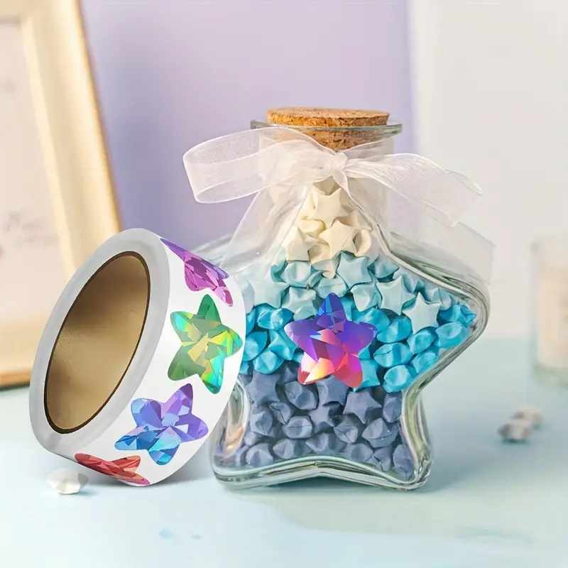 Rollo pegatinas de estrellas multicolor 2.5 cm 500 unidades - imagen 2