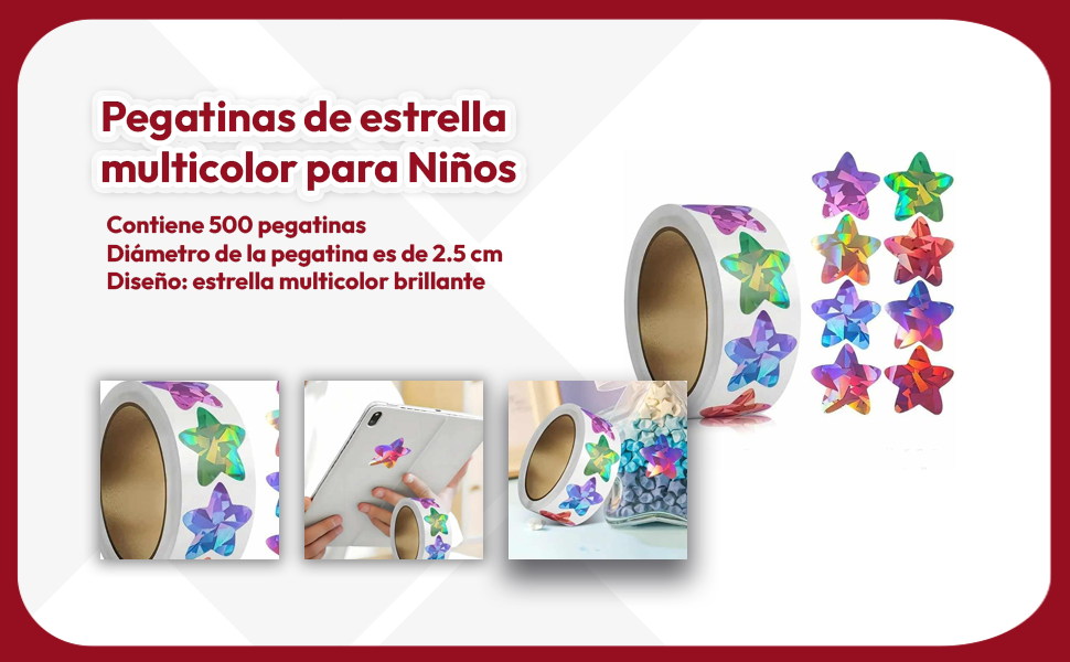 Banner - Rollo pegatinas de estrellas multicolor 2.5 cm 500 unidades
