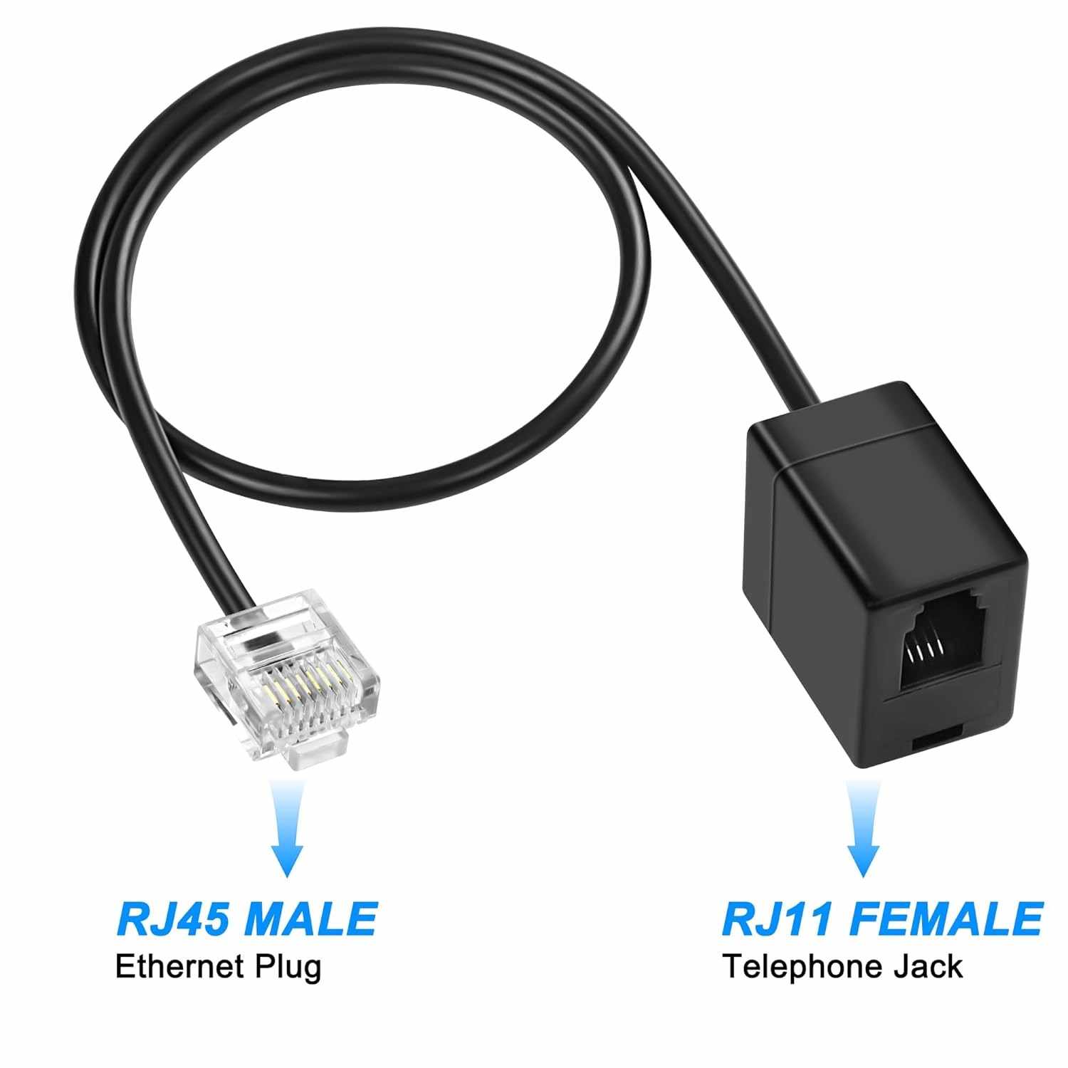 Cable Telefono Rj45 Cable Adaptador Teléfono RJ11 a RJ45 Macho 35cm - Conexión Rápida