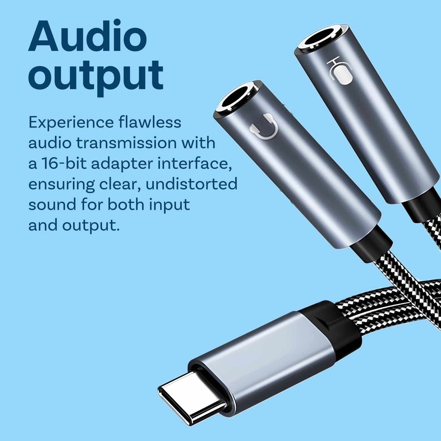 Cable USB-C a doble Jack 3.5mm Audio Auriculares y Micrófono - imagen 3