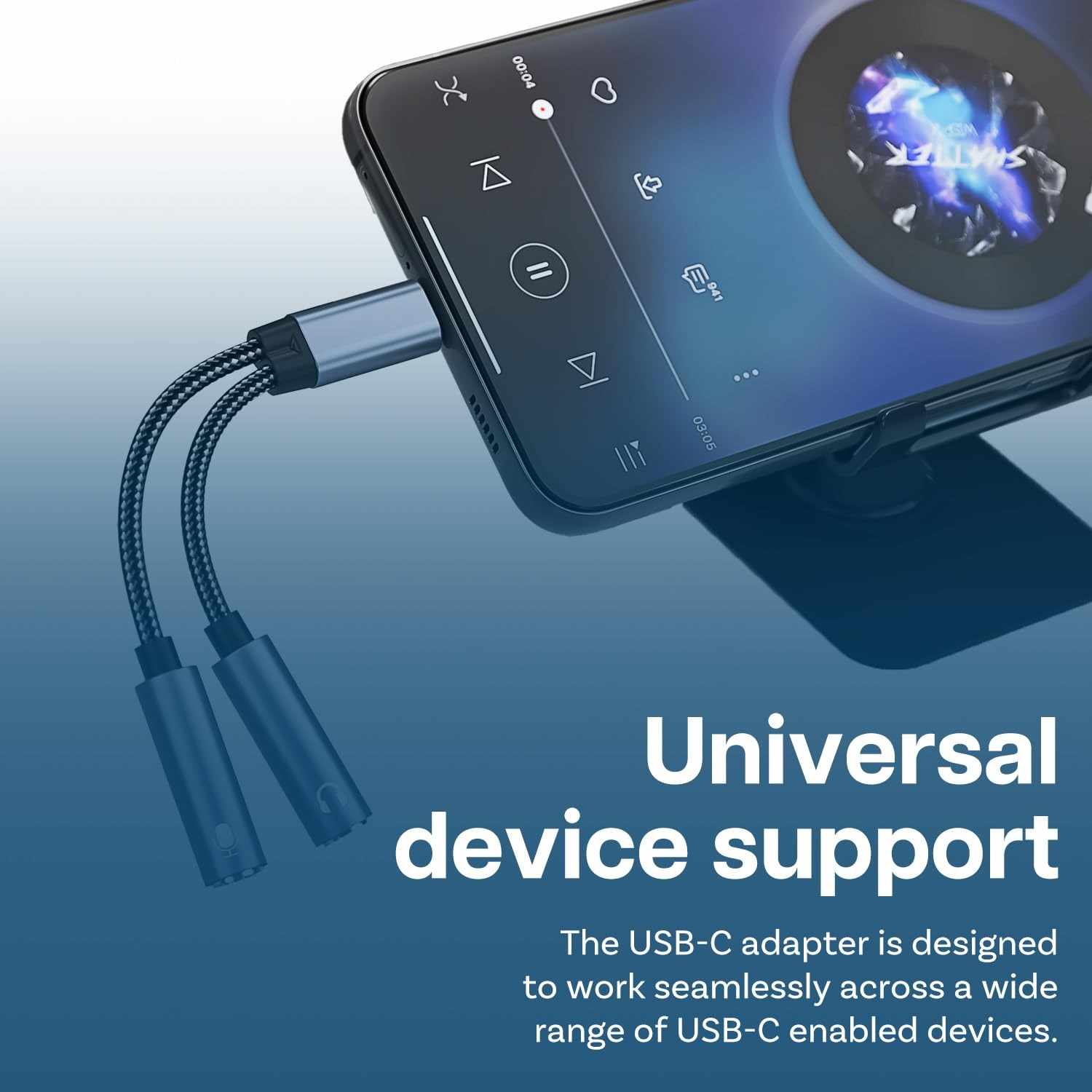 Cable USB-C a doble Jack 3.5mm Audio Auriculares y Micrófono - imagen 4
