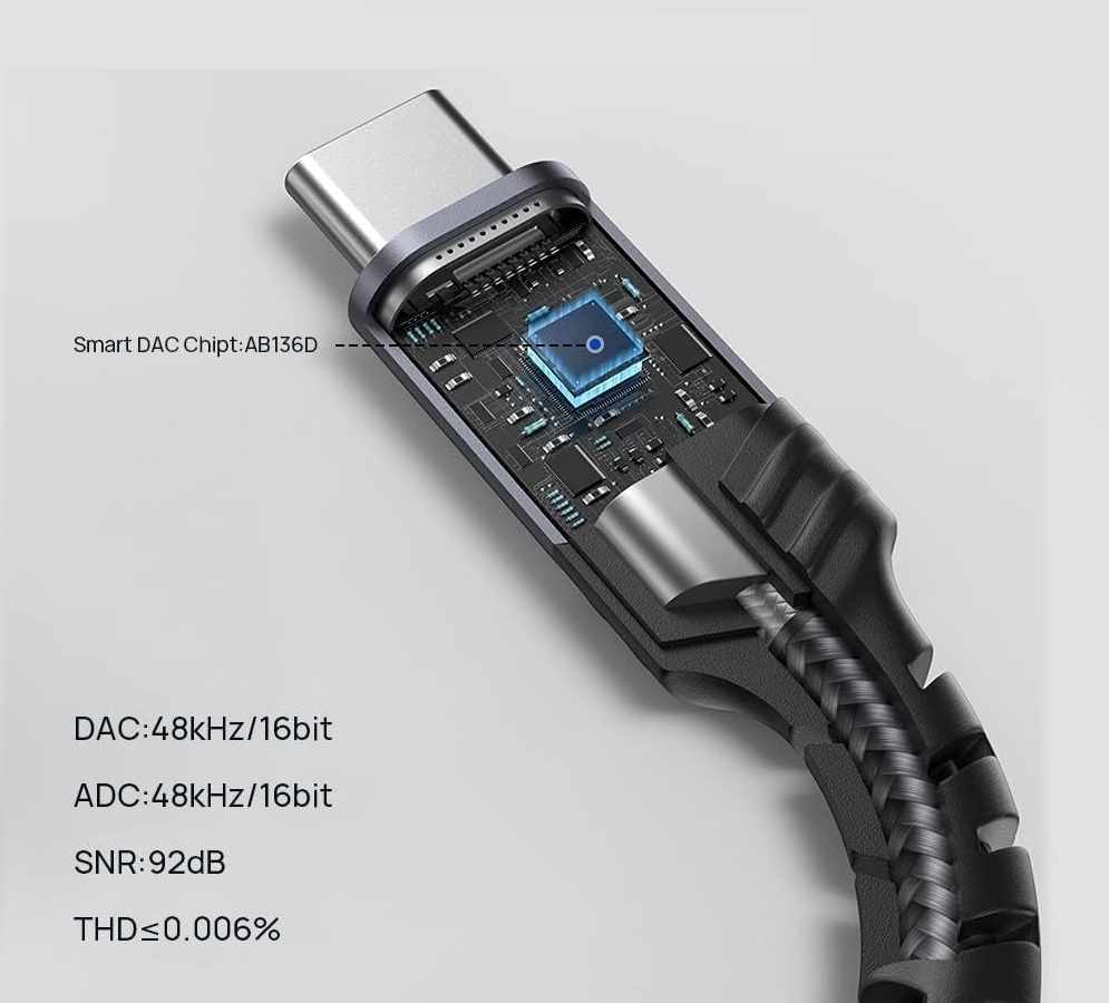 Cable USB-C a doble Jack 3.5mm Audio Auriculares y Micrófono - imagen 5