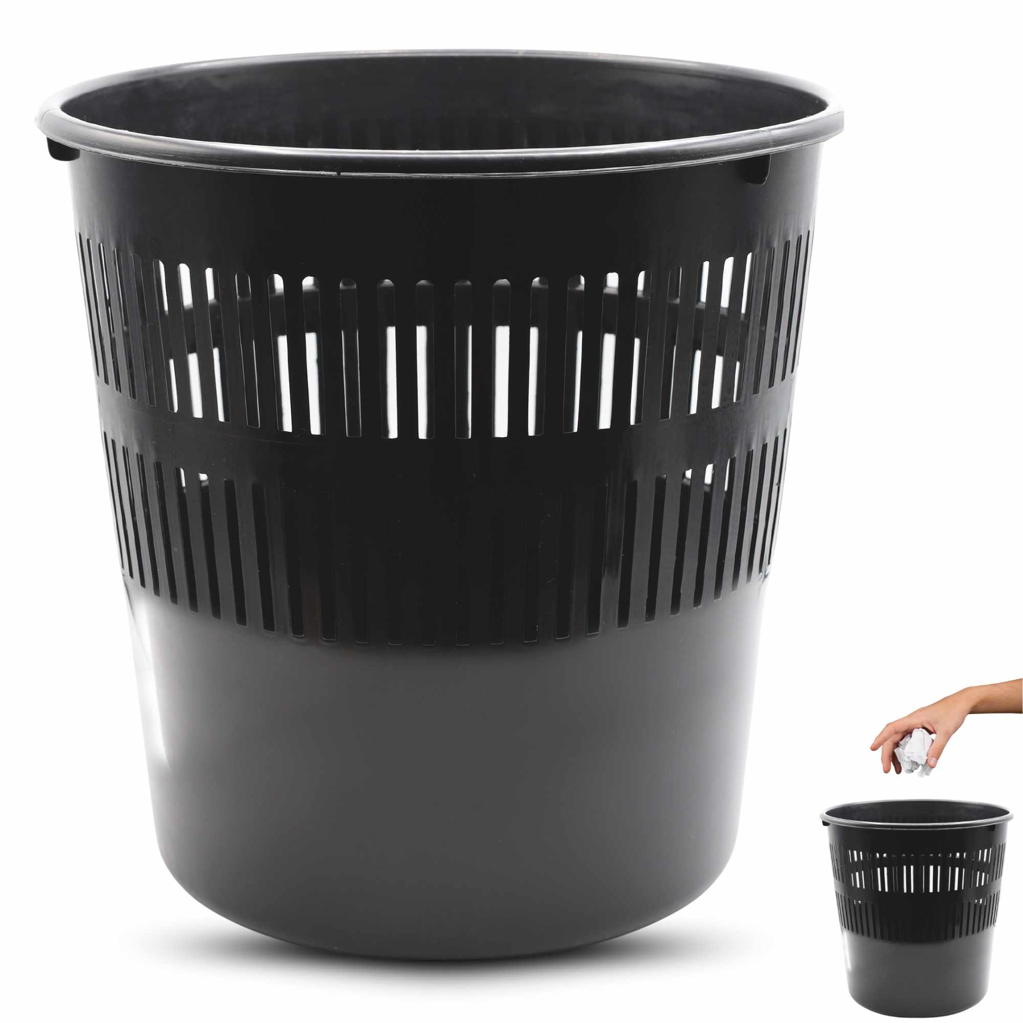 Papelera plástico rejilla 16 Litros Negro - imagen 1