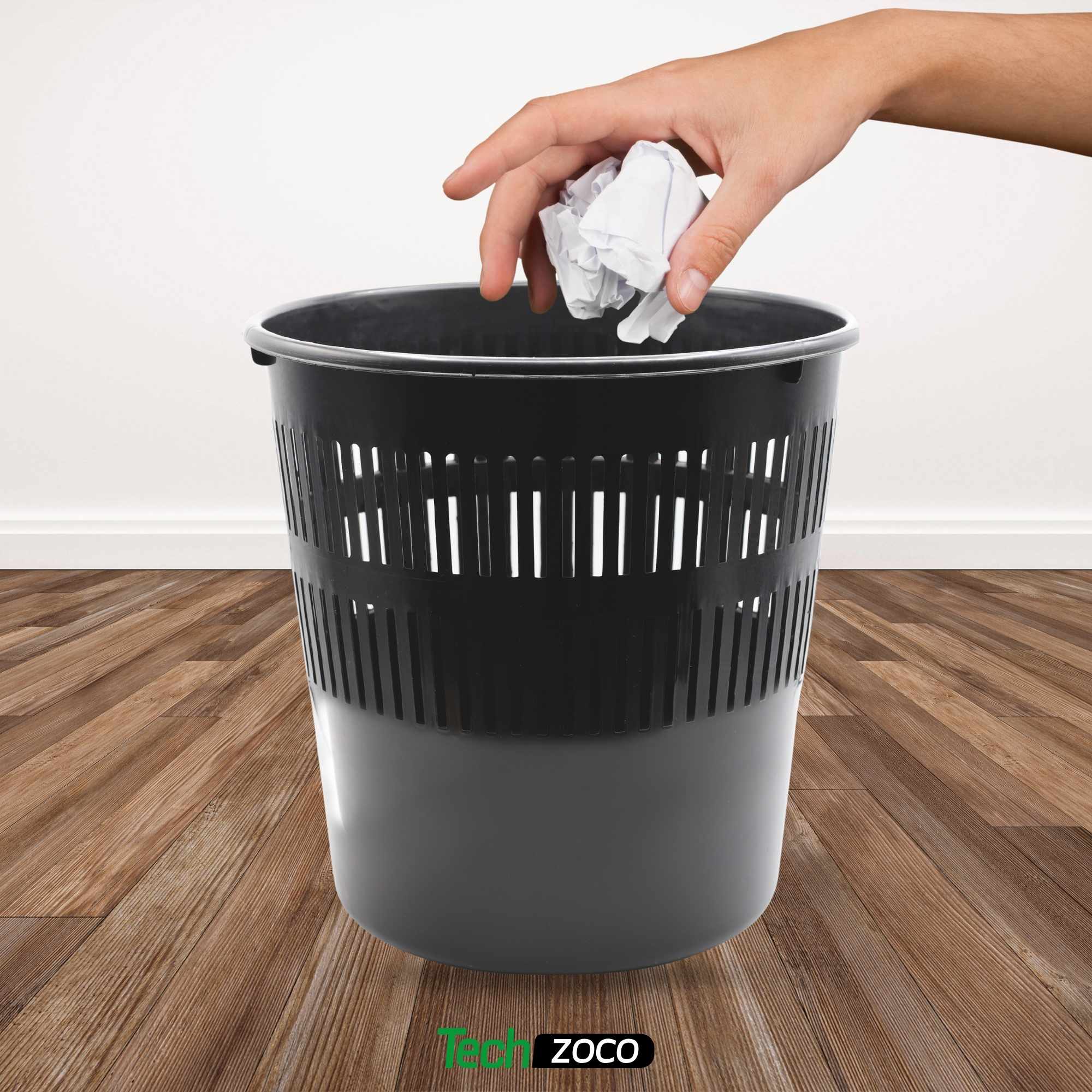 Papelera plástico rejilla 16 Litros Negro - imagen 3