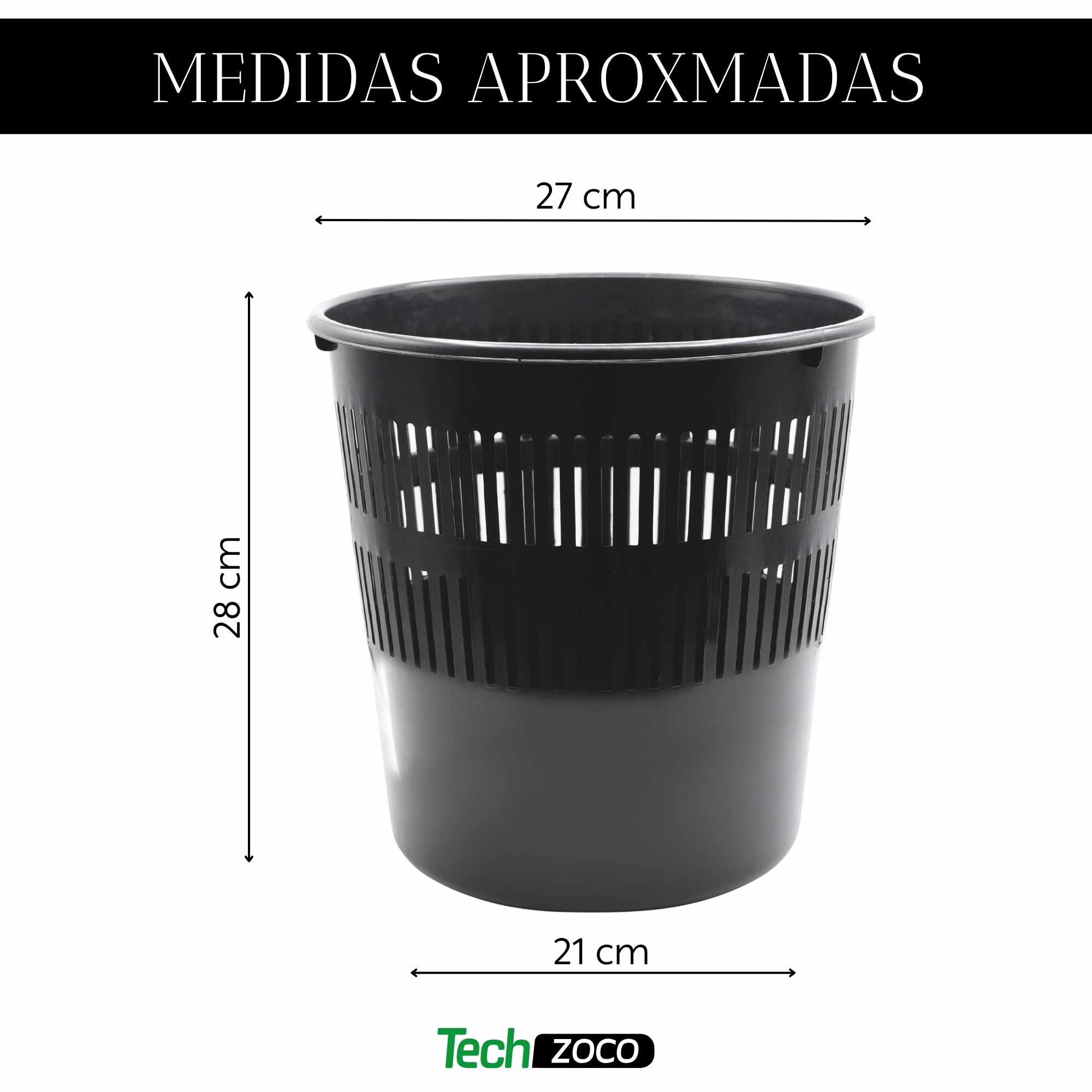 Papelera plástico rejilla 16 Litros Negro - imagen 4
