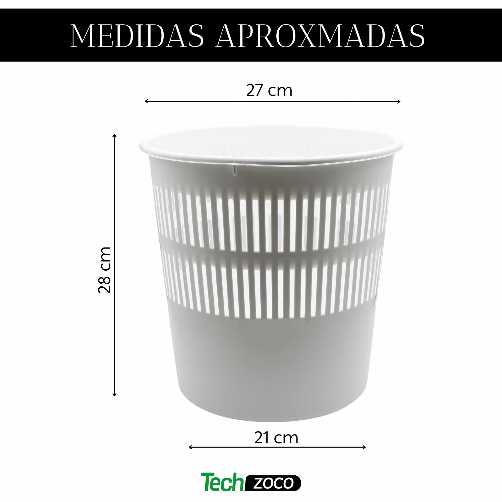 Papelera plástico rejilla 16 Litros blanco - imagen 4