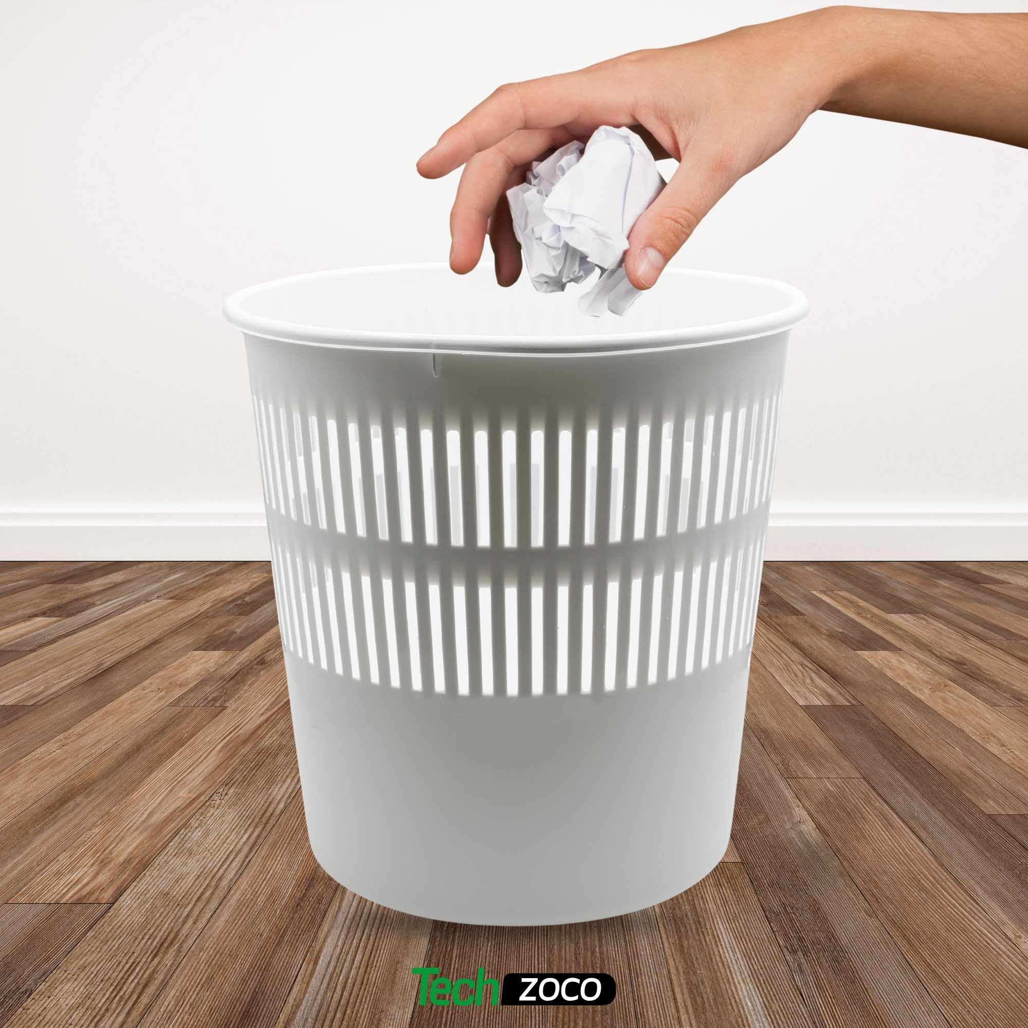 Papelera plástico rejilla 16 Litros blanco - imagen 3
