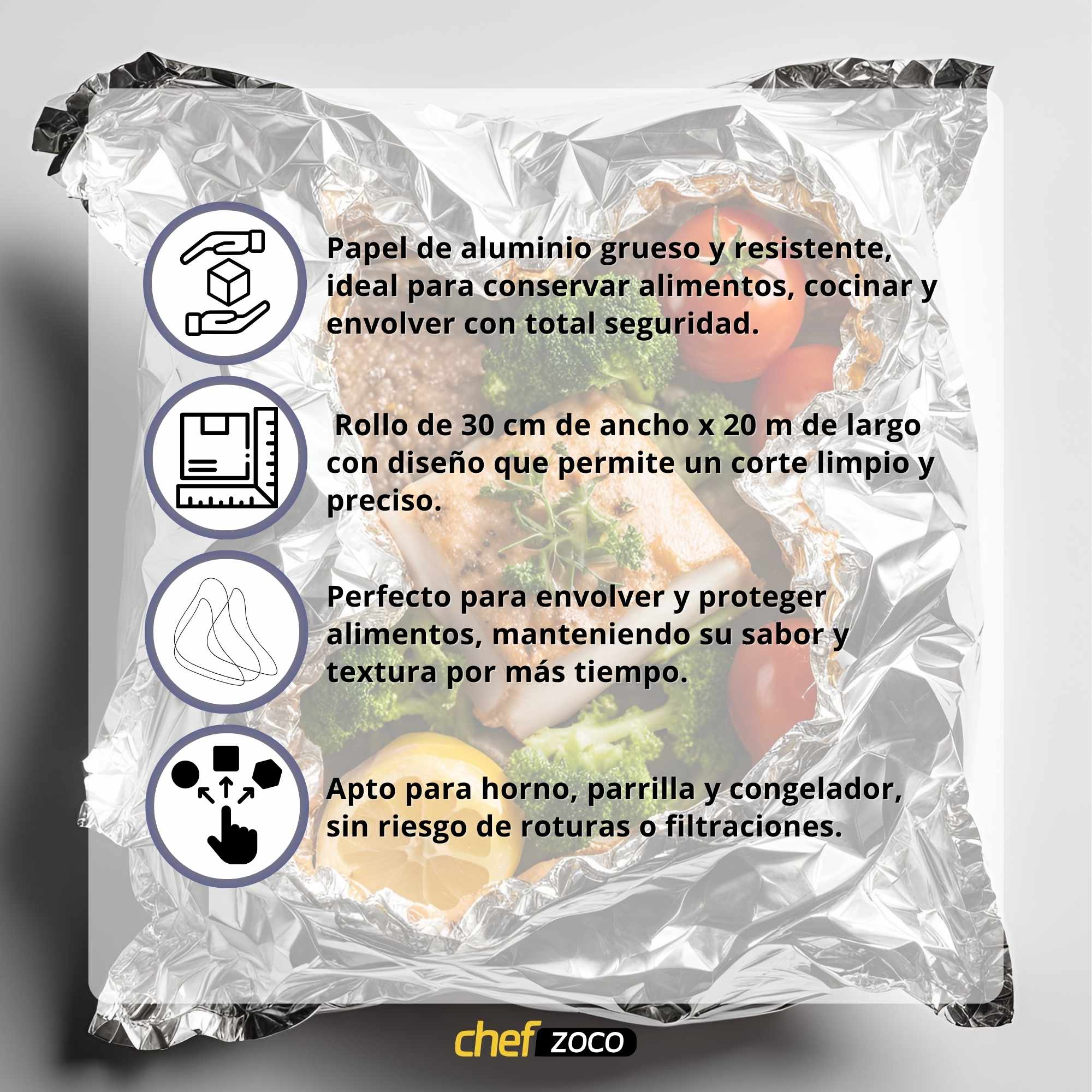 Papel de aluminio extra resistente 30 metros - imagen 5