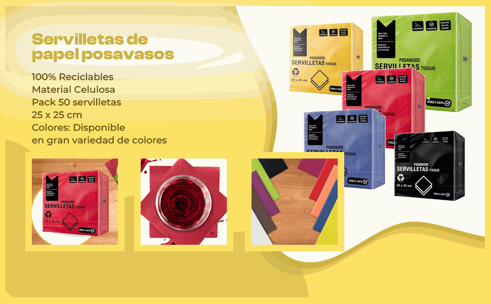 Banner - Servilletas De Papel 25x25 cm Azules pack 50 uds