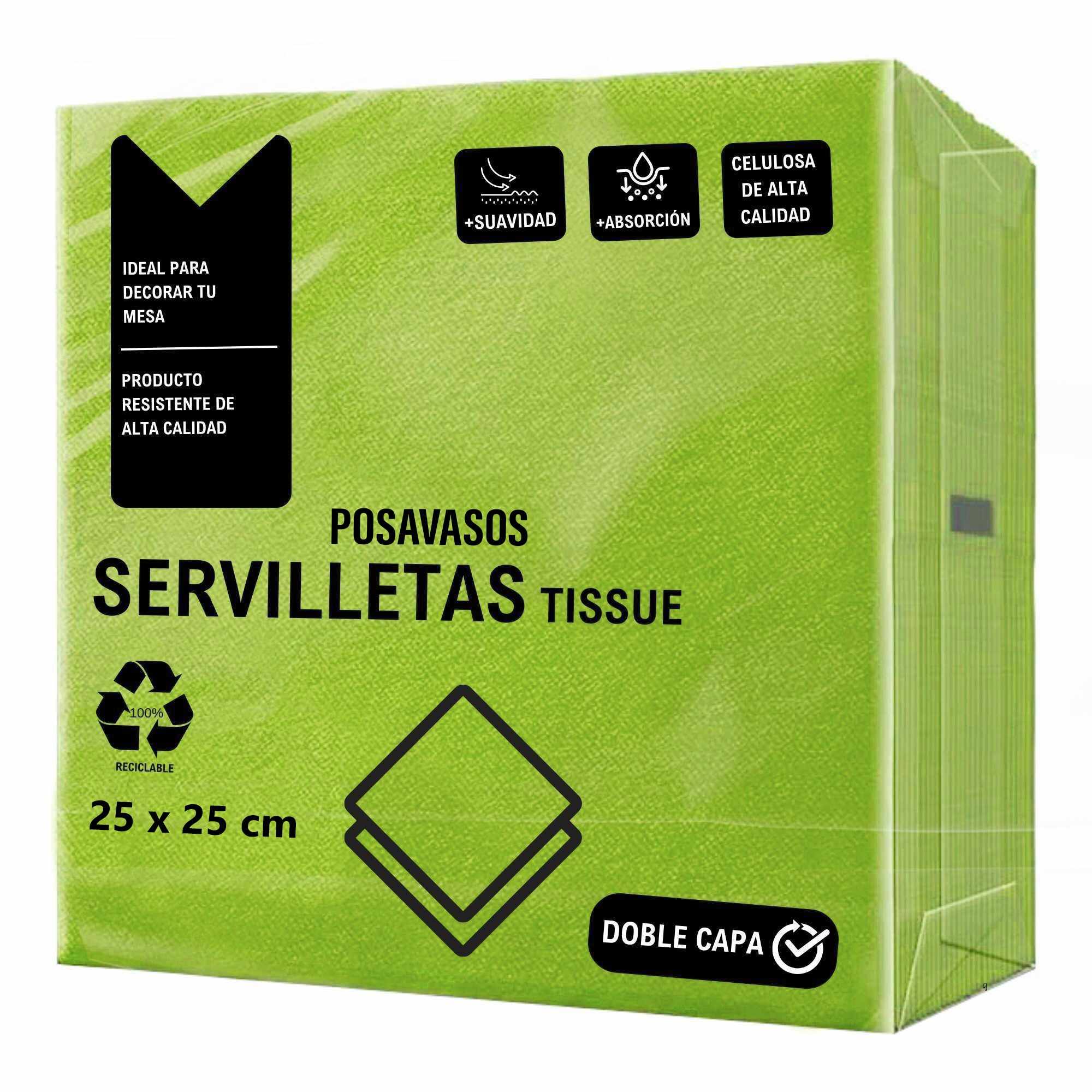 Servilletas De Papel 25x25 cm Verde pack 50 uds