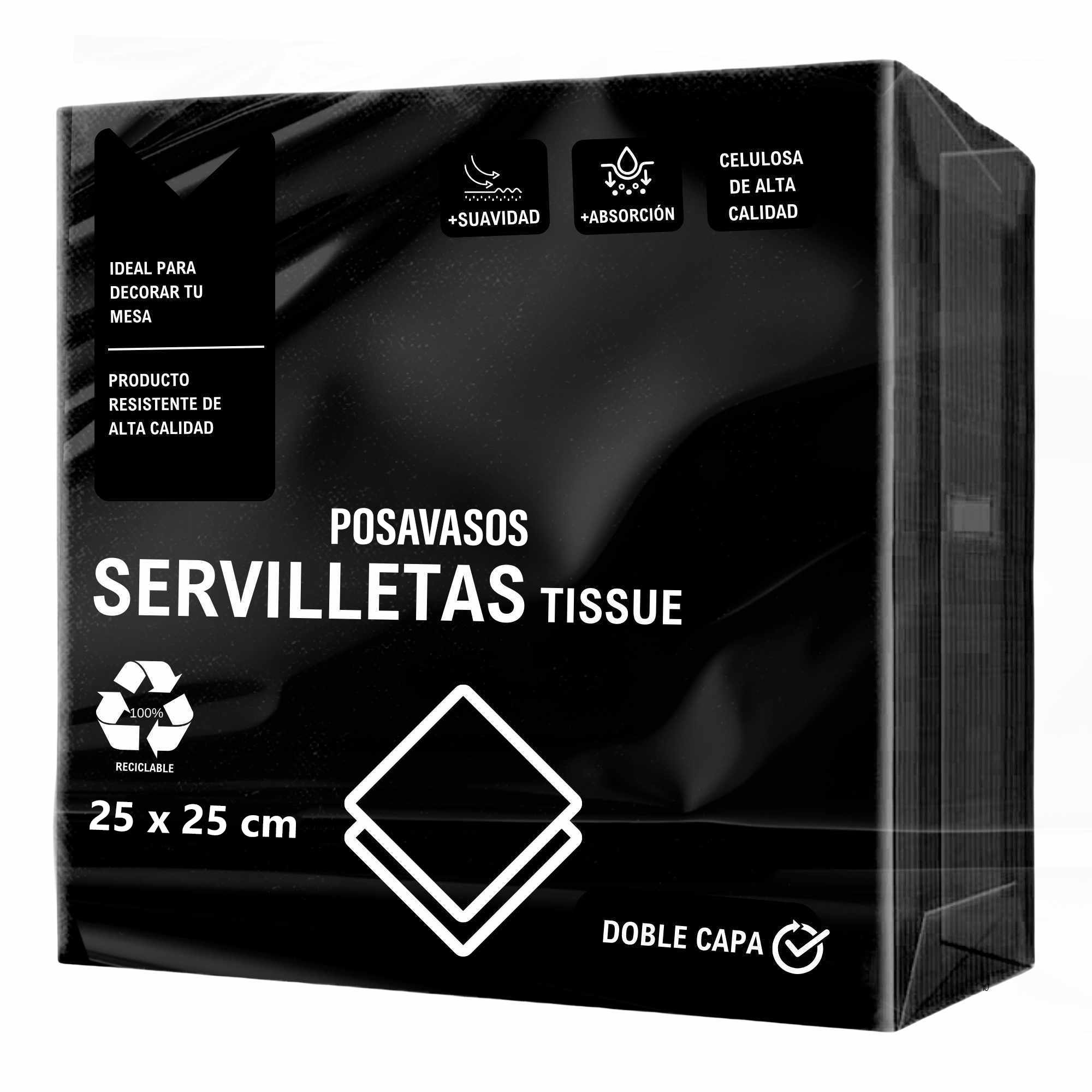Servilletas De Papel 25x25 cm Negro pack 50 uds