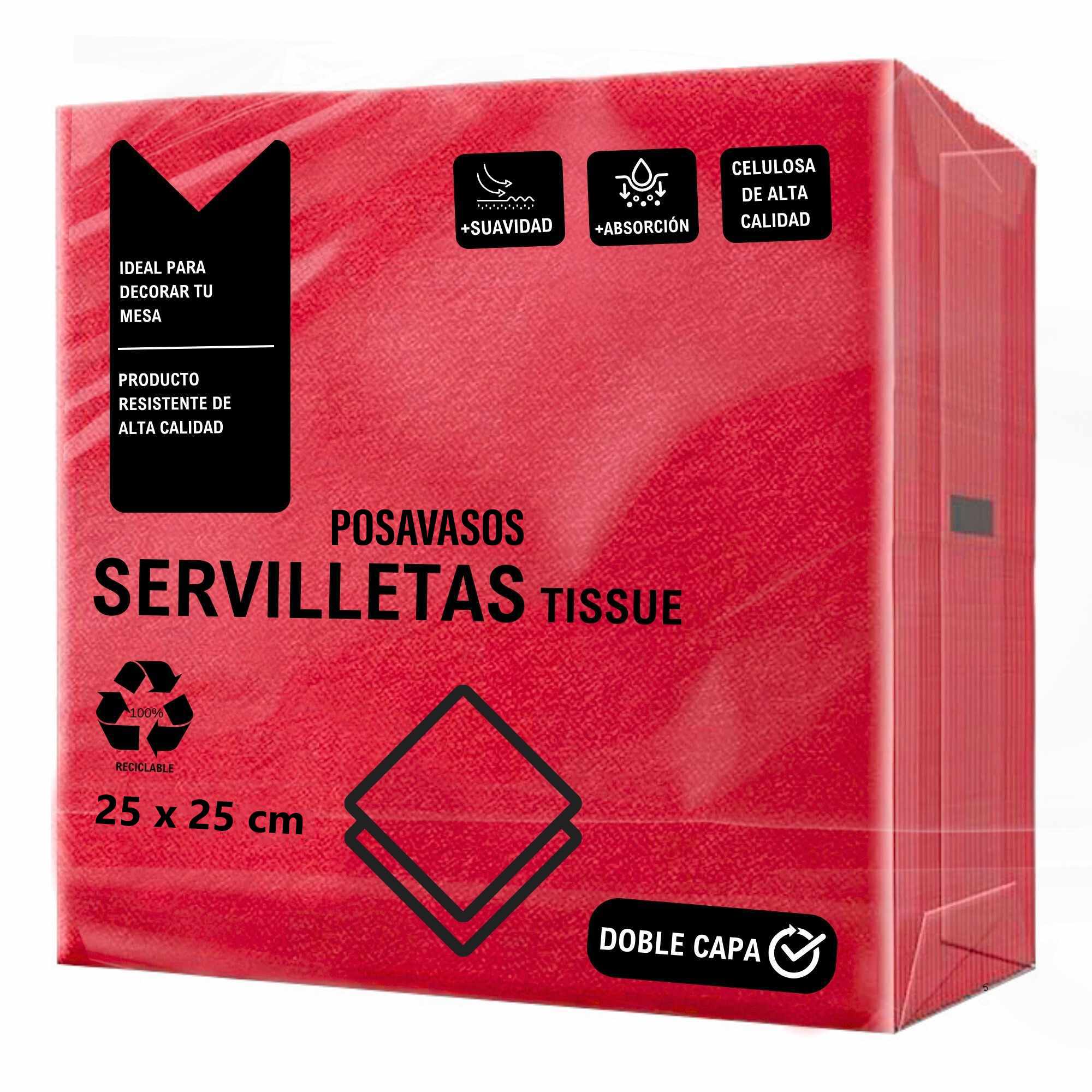 Servilletas De Papel 25x25 cm Rojo pack 50 uds