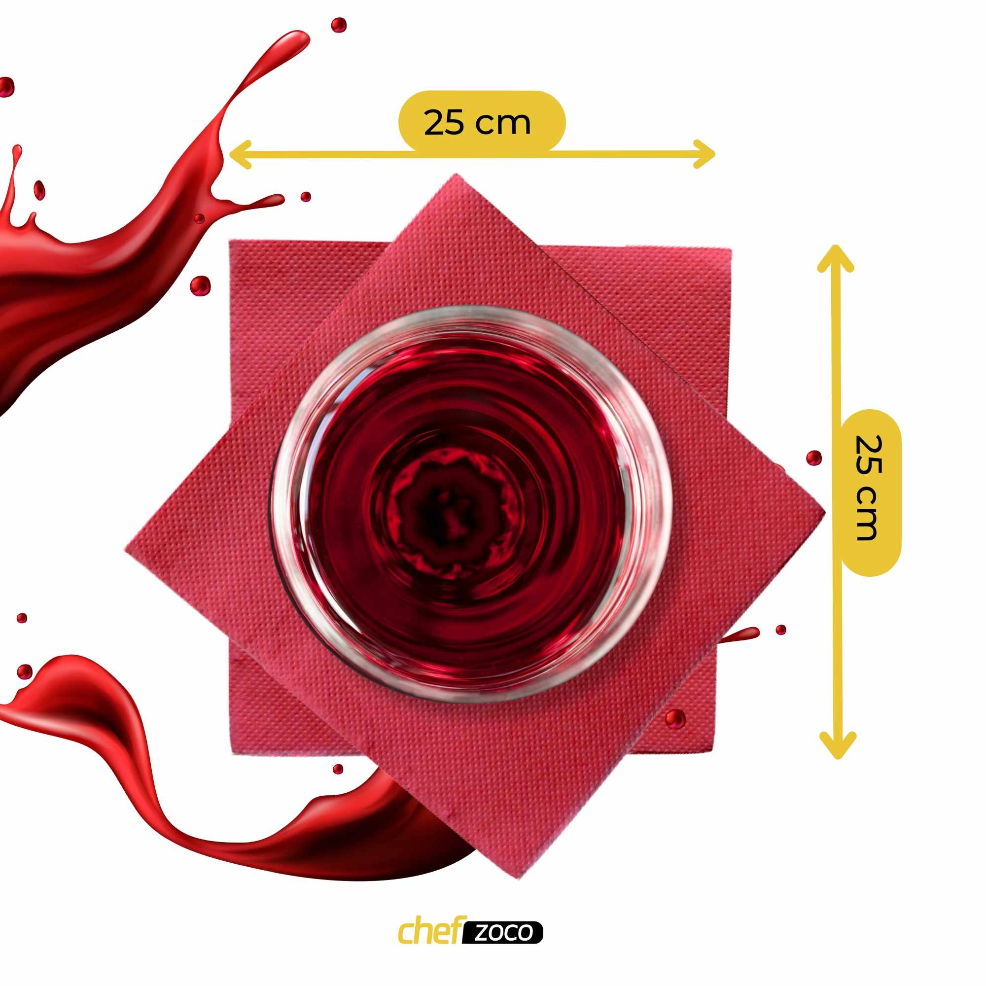 Servilletas De Papel 25x25 cm Rojo pack 50 uds - imagen 3