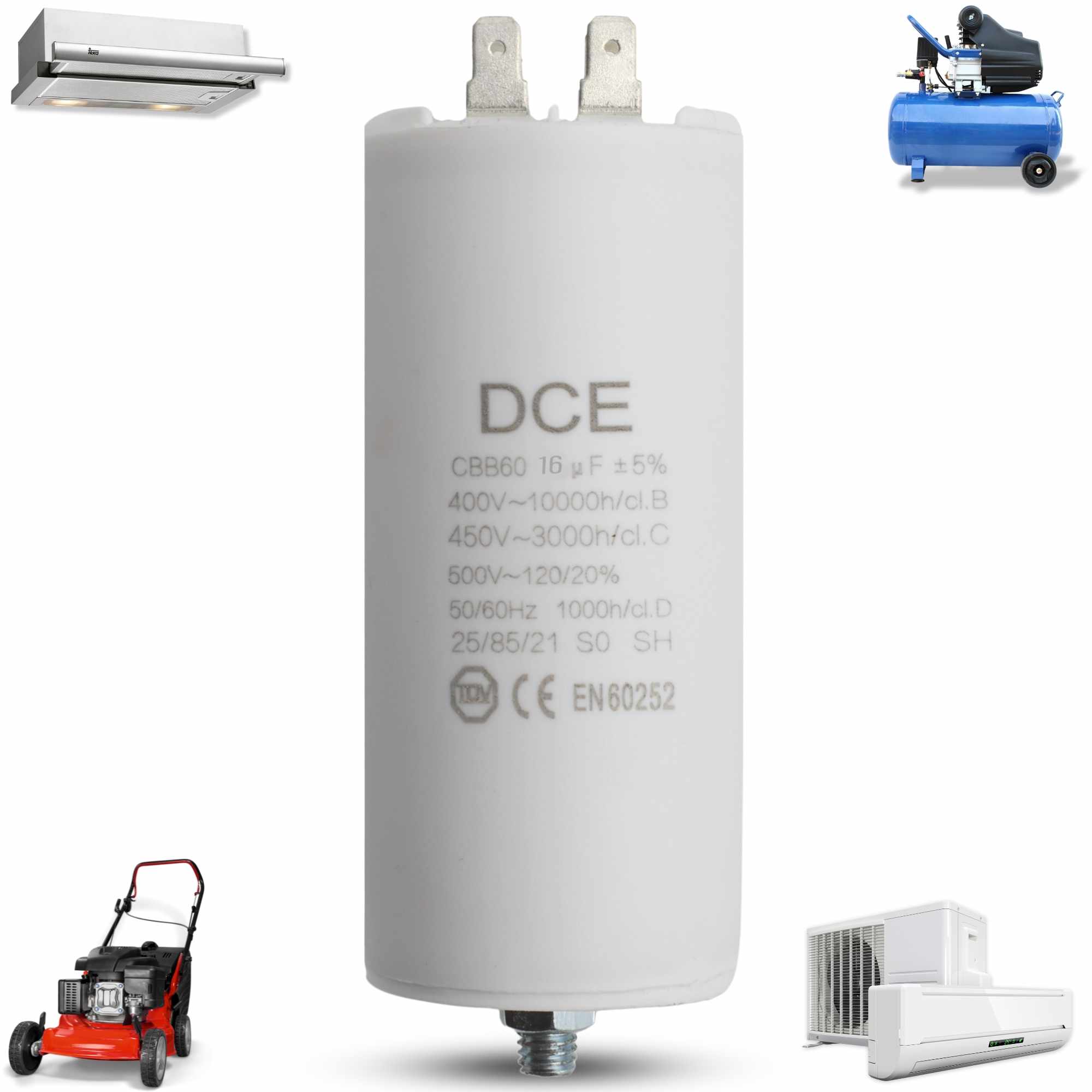 Condensador de arranque para motor electrico 450 VAC 16.0 uF - imagen 1