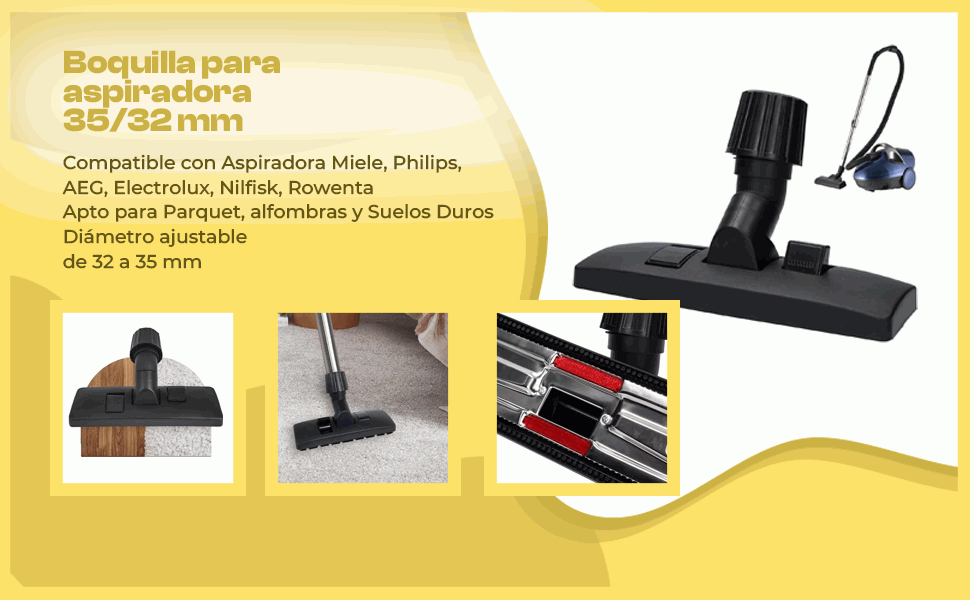 Banner - Boquilla Cepillo Universal para Aspiradora 32 a 35 mm