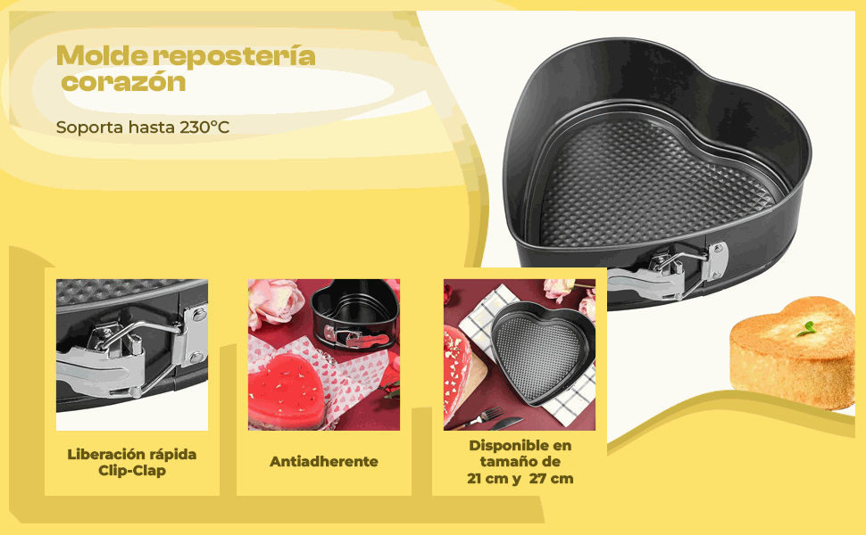 Banner - Molde corazón para horno Clip-Clap desmontable 27 cm Negro