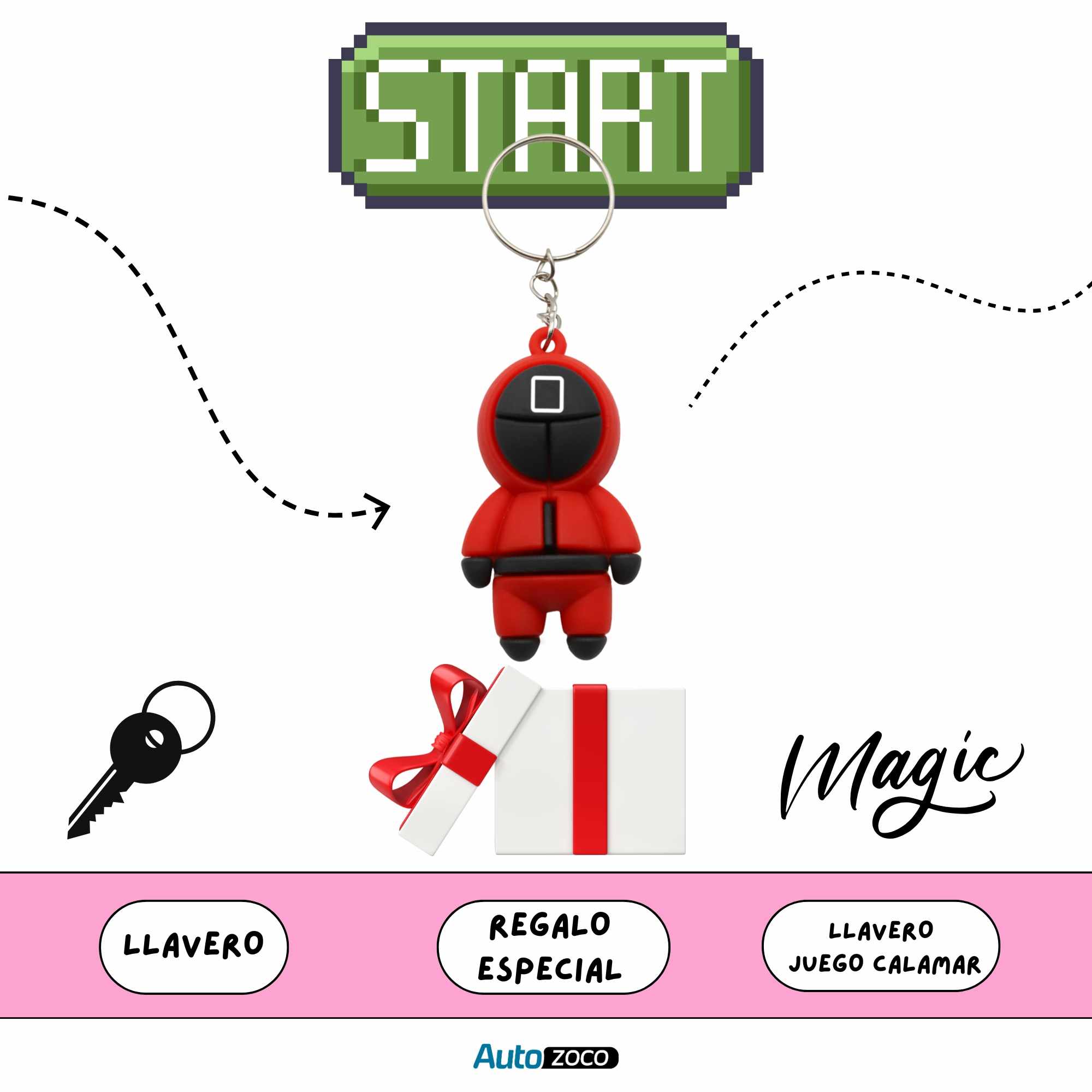 Llavero juego del calamar cuadrado silicona - imagen 3