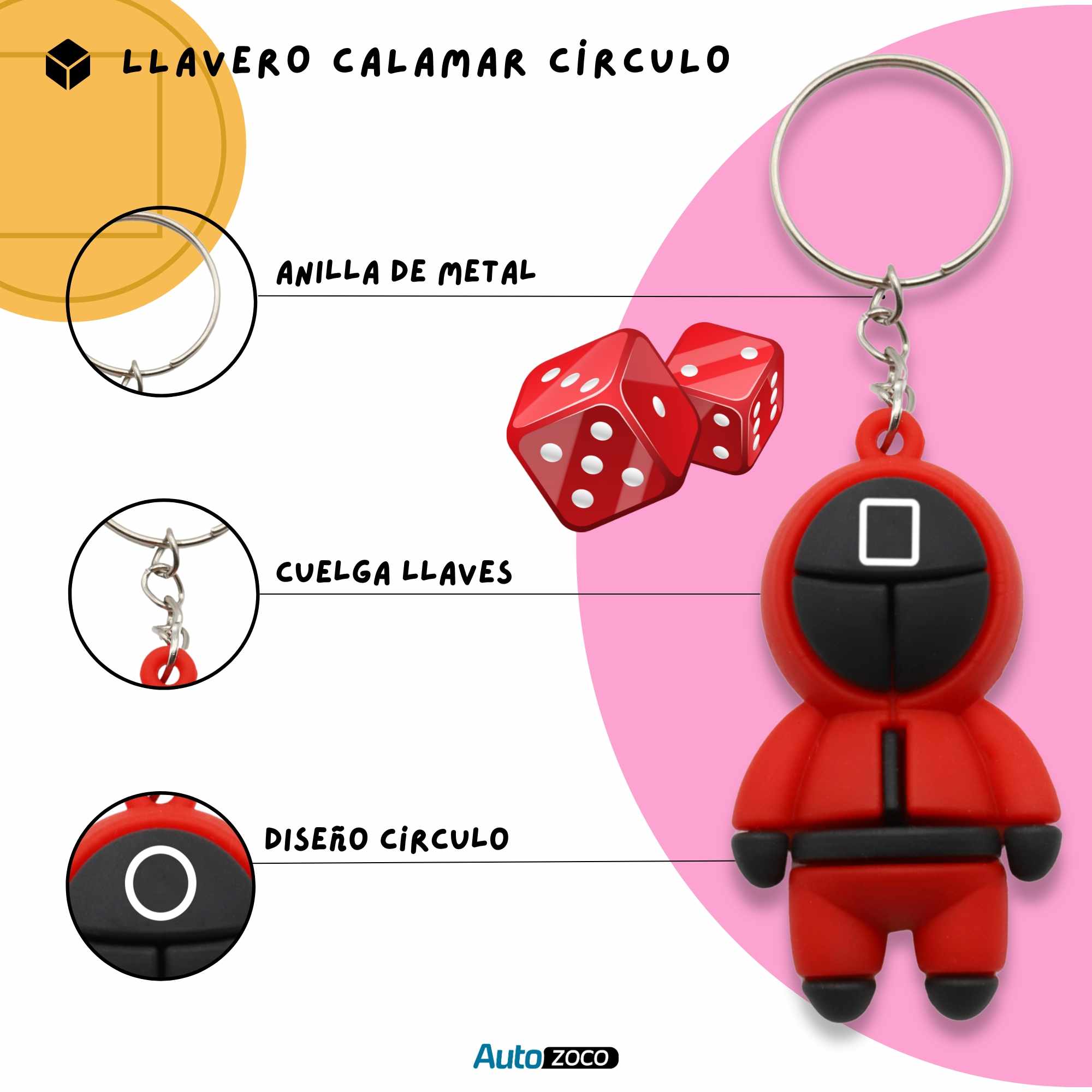 Llavero juego del calamar cuadrado silicona - imagen 2