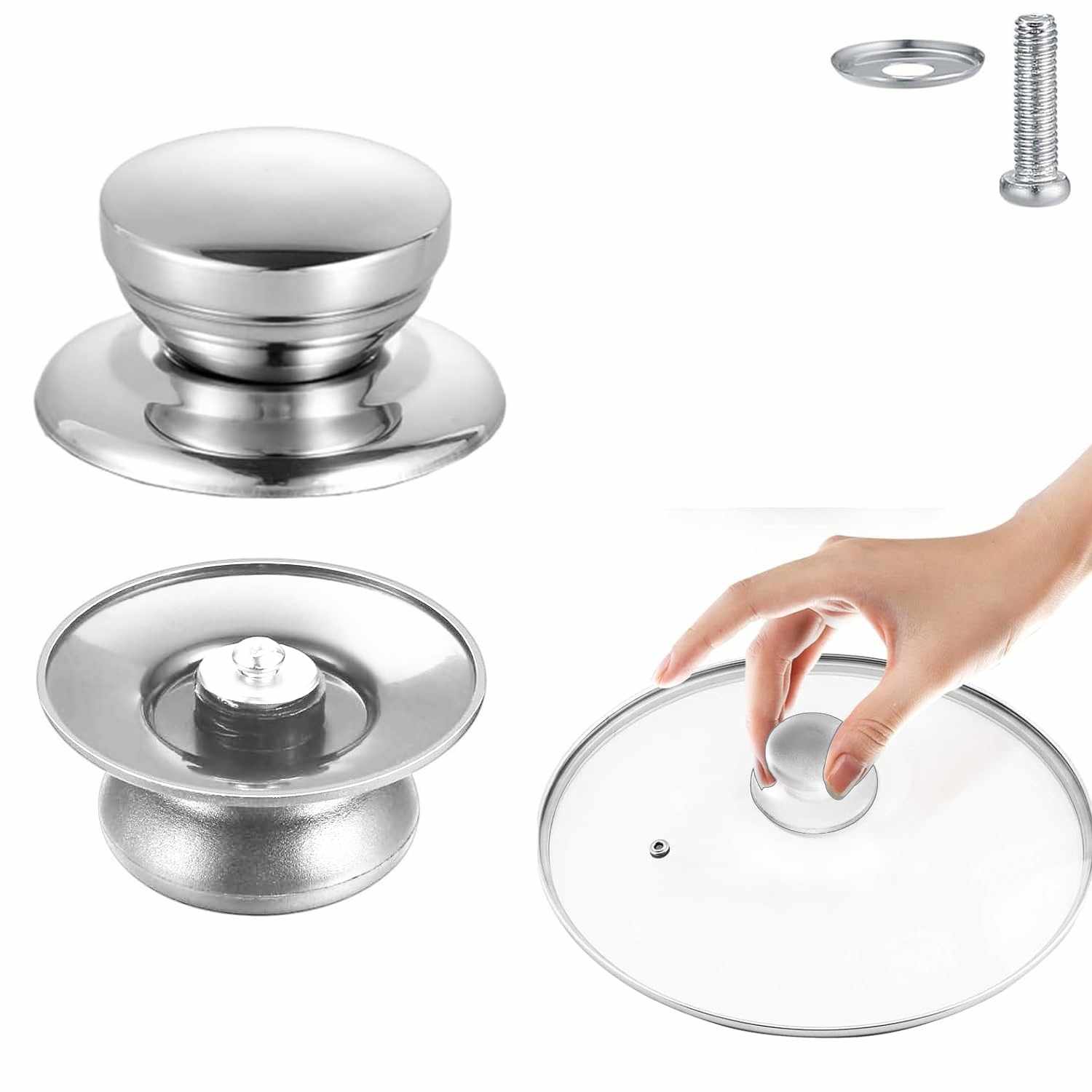 Pomo tapa olla 6 cm con tornillo Metálico