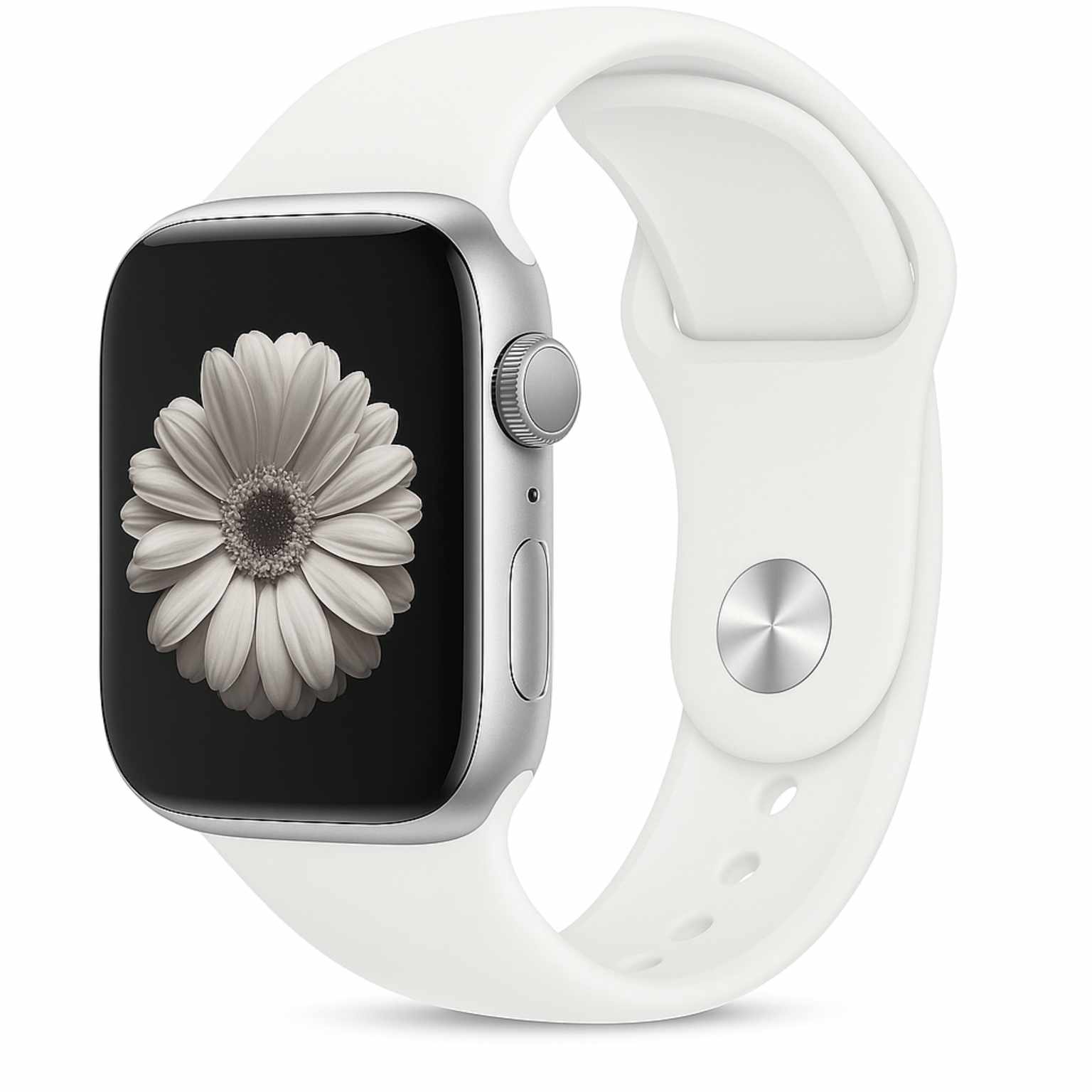 Correa silicona Compatible con Apple Watch Serie 10 Blanco Talla L
