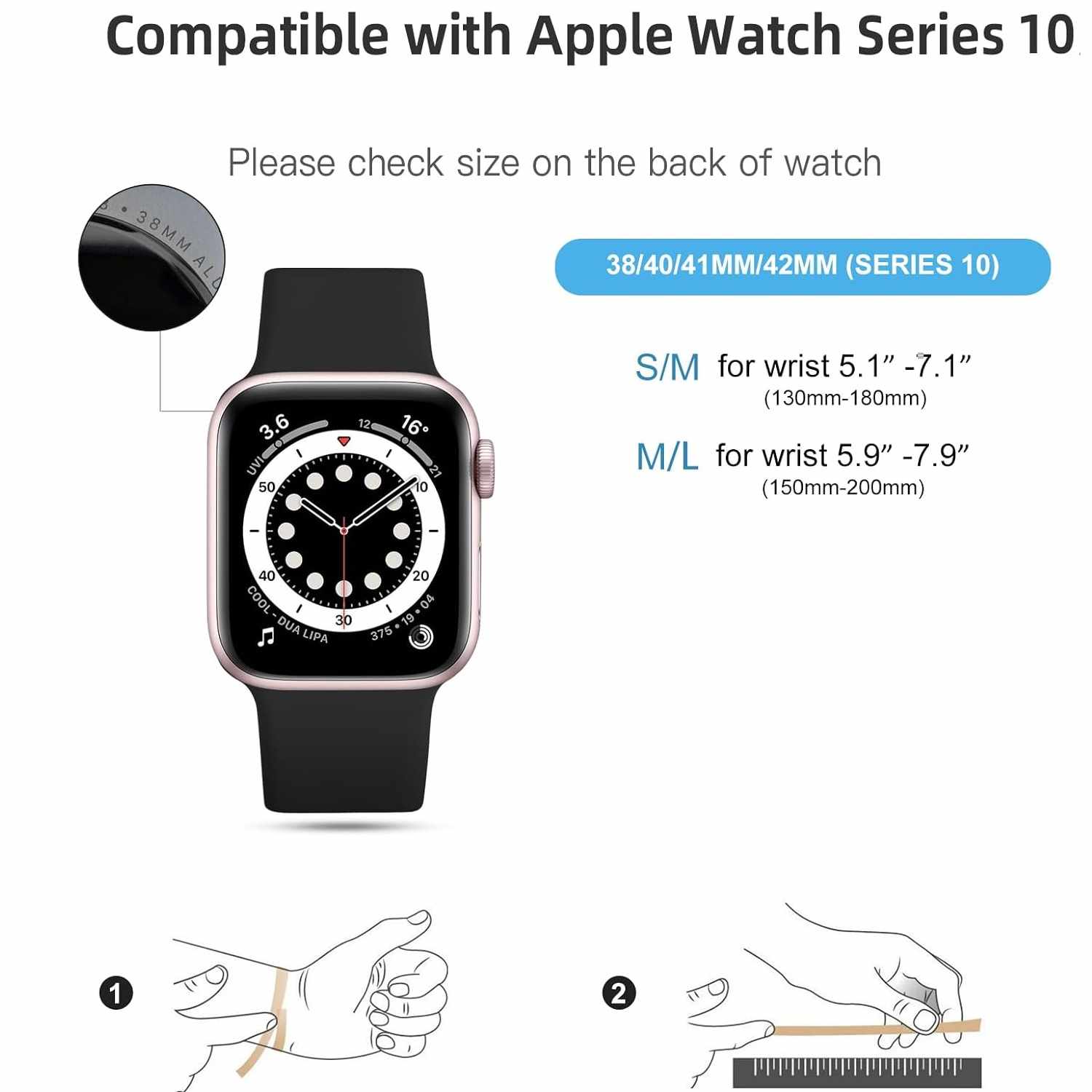 Correa silicona Compatible con Apple Watch Serie 10 Rosa Talla S - imagen 3