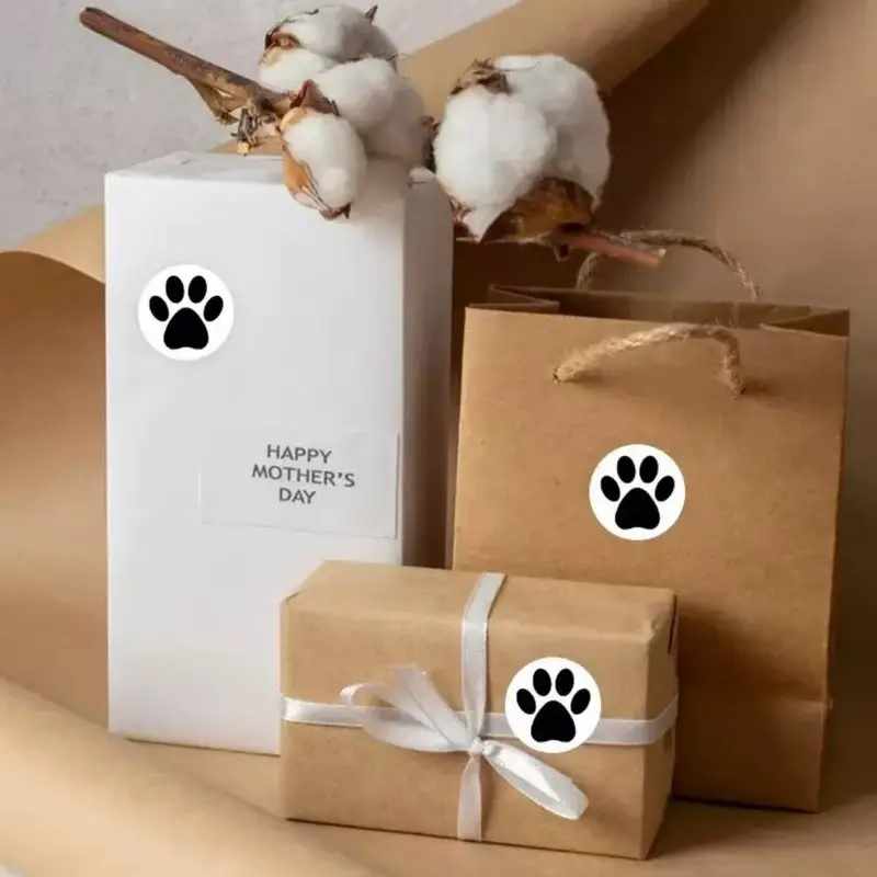 Rollo pegatinas de huella de perros negro 2.5 cm 500 unidades - imagen 3