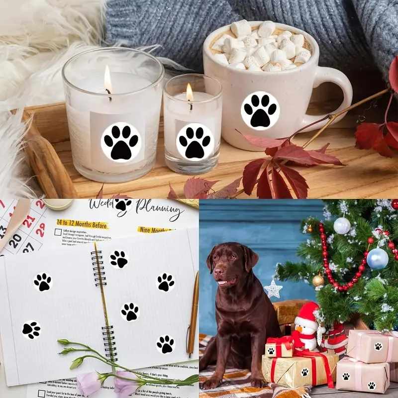 Rollo pegatinas de huella de perros negro 2.5 cm 500 unidades - imagen 4
