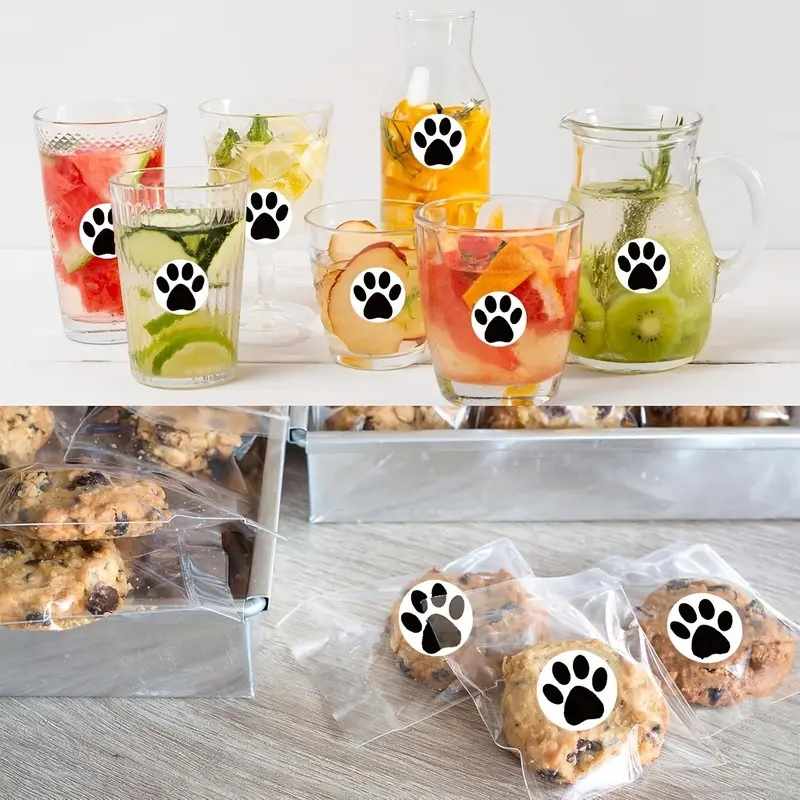 Rollo pegatinas de huella de perros negro 2.5 cm 500 unidades - imagen 2