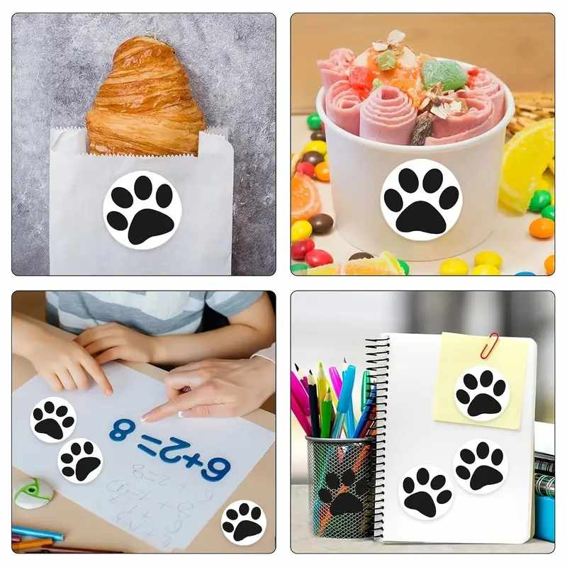 Rollo pegatinas de huella de perros negro 2.5 cm 500 unidades - imagen 6
