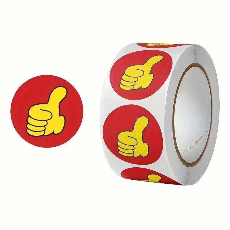 Rollo pegatinas de pulgar arriba 2.5 cm 500 unidades